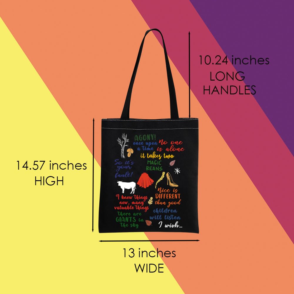 MNIGIU Into Woods Tote Bag Into W-oods Musical Tote Into W-oods Musical Merch Into Wo-ods Quote (Wo-ods Black)