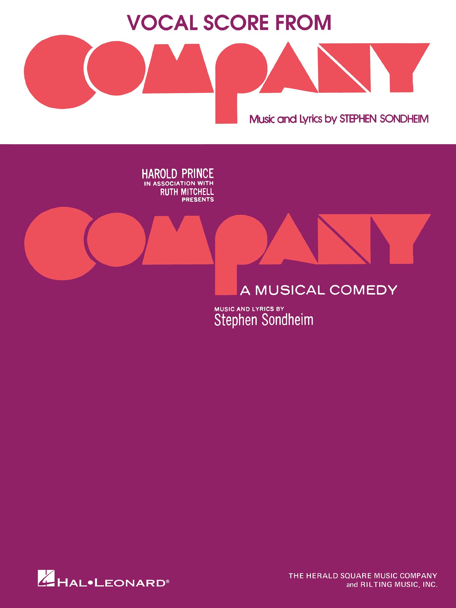 Company - A Musical Comedy | Broadway Vocal Score Selections for Students | Complete Piano Vocal Sheet Music Book by Stephen Sondheim | Theatre Repertoire for Study Auditions and Performance