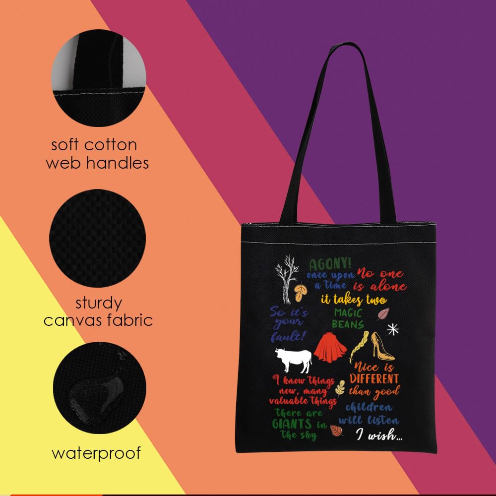 MNIGIU Into Woods Tote Bag Into W-oods Musical Tote Into W-oods Musical Merch Into Wo-ods Quote (Wo-ods Black)
