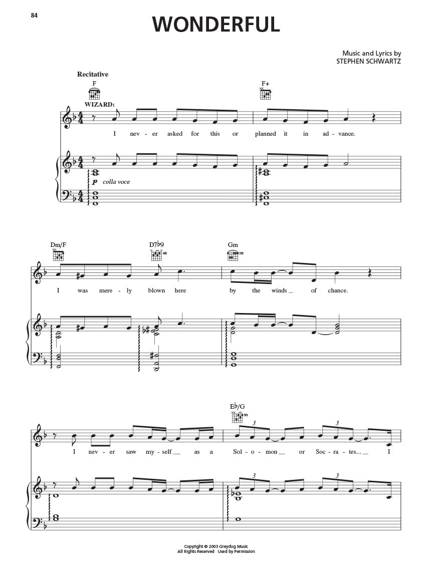 Wicked - A New Musical Songbook by Stephen Schwartz | Piano Vocal Selections with 13 Broadway Hits | Sheet Music for Piano Voice and Guitar | Authentic Arrangements for Performers Students and Fans