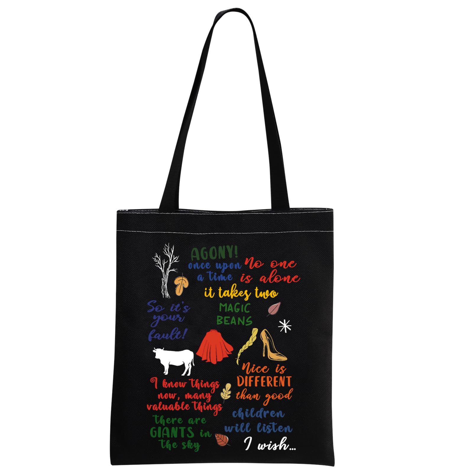MNIGIU Into Woods Tote Bag Into W-oods Musical Tote Into W-oods Musical Merch Into Wo-ods Quote (Wo-ods Black)