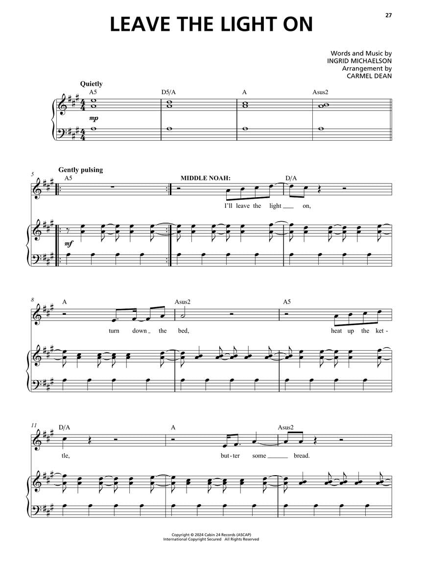 The Notebook - The Musical Featuring Music by Ingrid Michaelson: Piano/Vocal Selections