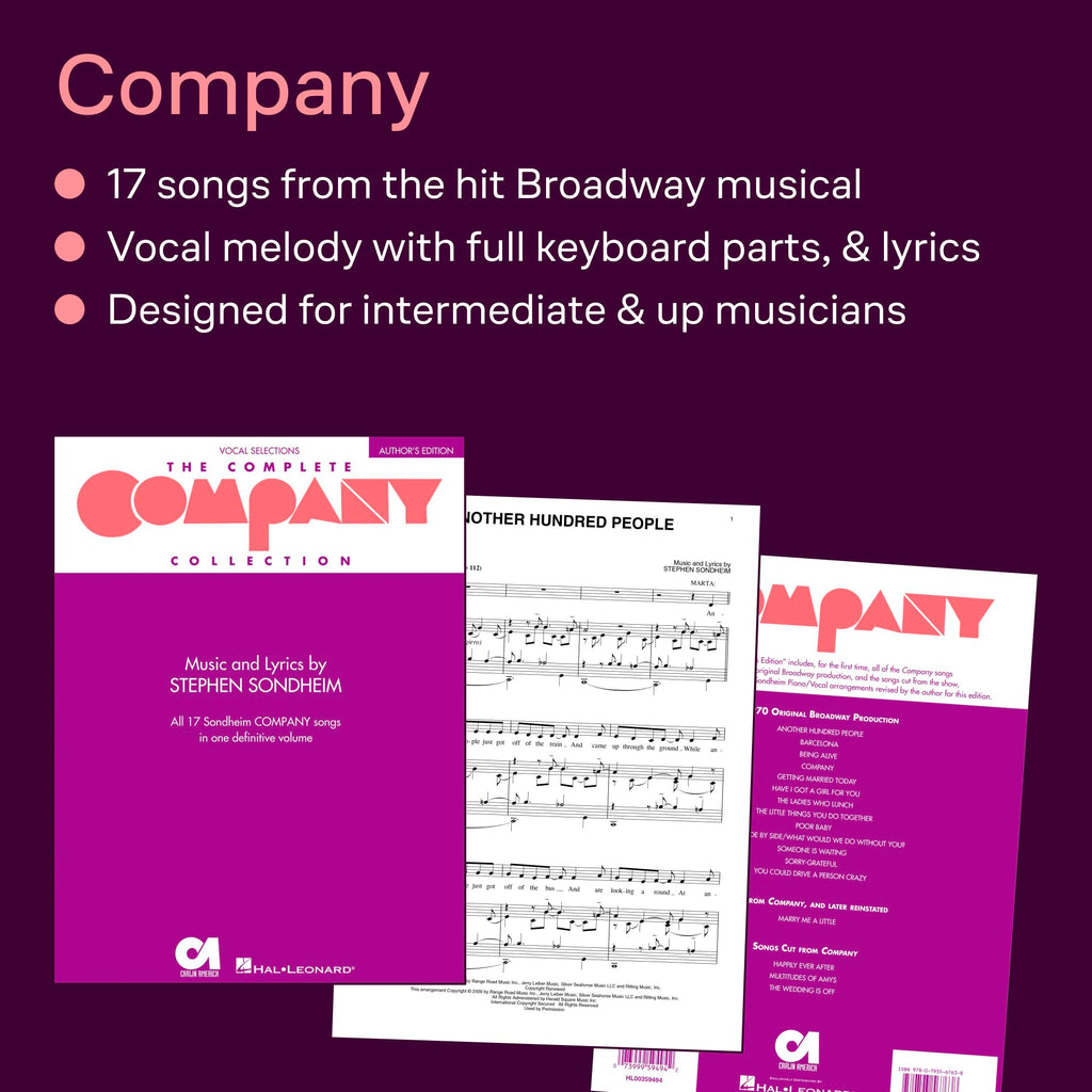 The Complete Company Collection Author's Edition (Vocal Selections) | Piano/Vocal Songbook for Intermediate Singers | Broadway Musical Theatre Sheet Music Repertoire for Auditions and Performance