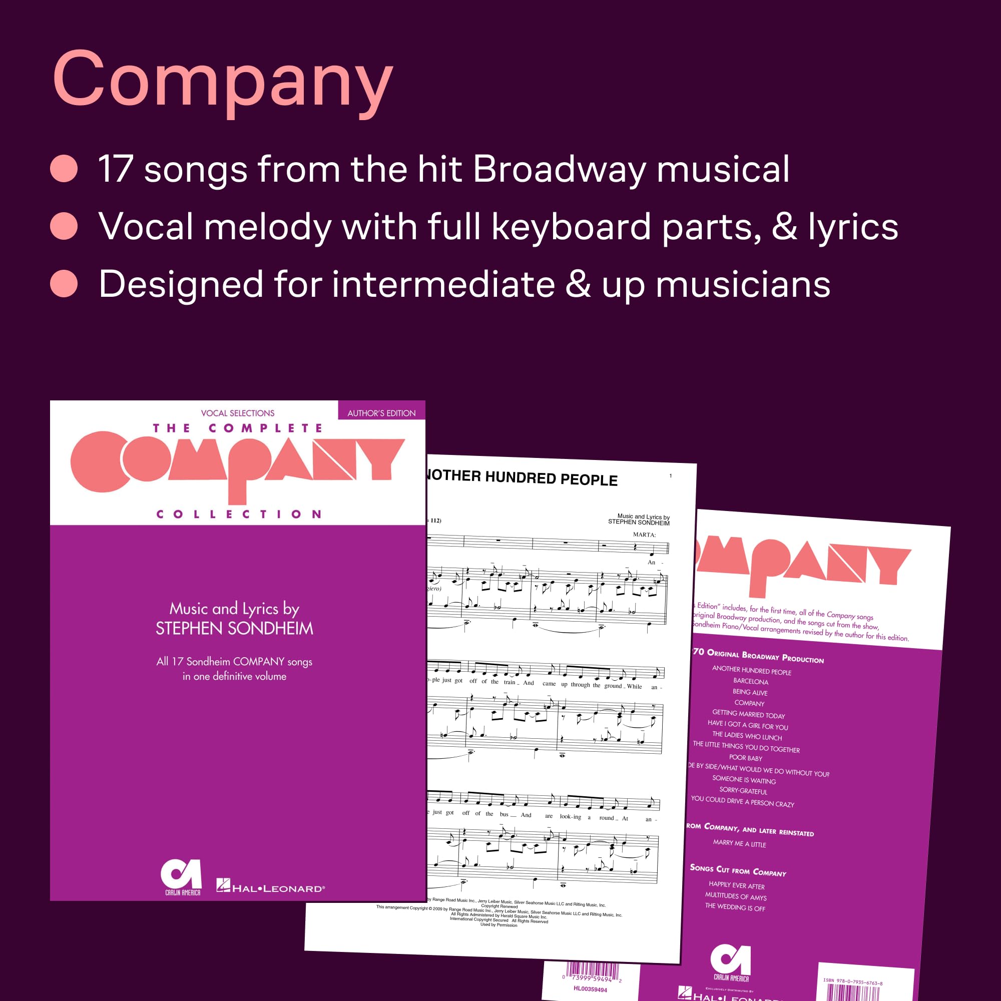 The Complete Company Collection Author's Edition (Vocal Selections) | Piano/Vocal Songbook for Intermediate Singers | Broadway Musical Theatre Sheet Music Repertoire for Auditions and Performance
