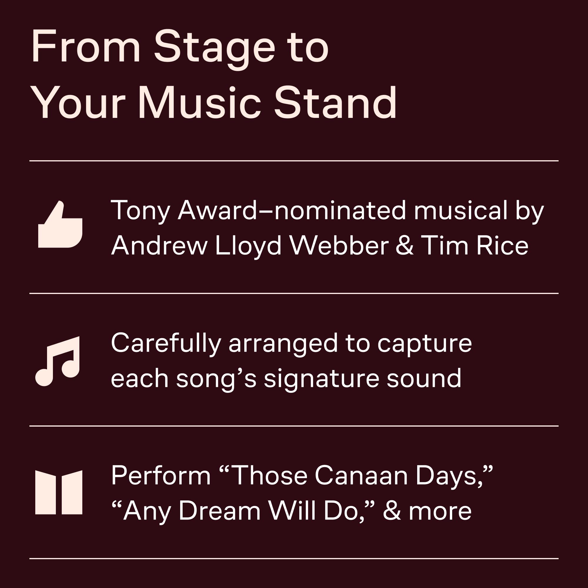 Joseph and the Amazing Technicolor Dreamcoat | Lyrics by Tim Rice and Music by Andrew Lloyd Webber | Vocal Selections | 10 Iconic Songs from the Broadway Musical | Piano Vocal Guitar Sheet Music