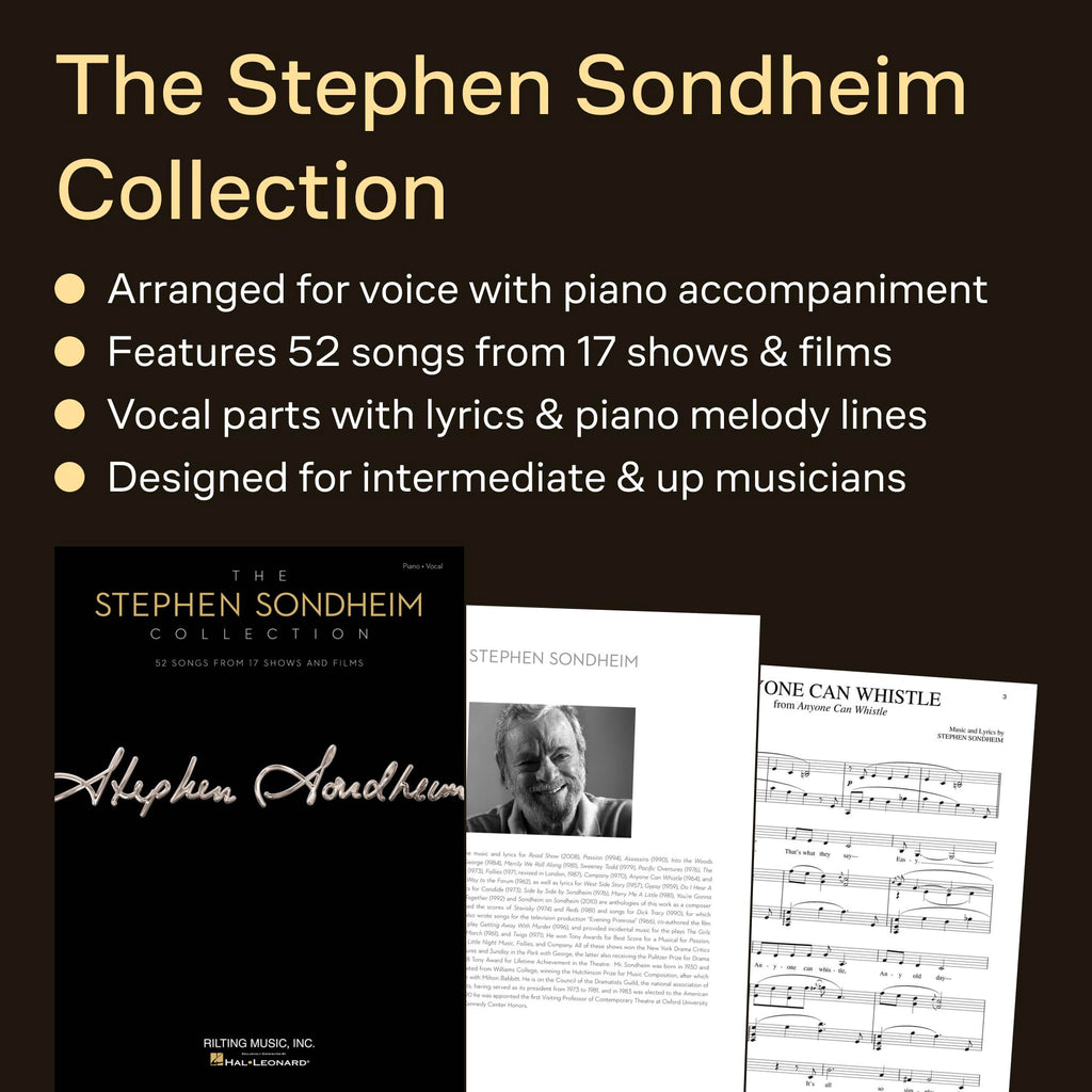The Stephen Sondheim Collection | Piano/Vocal/Guitar Sheet Music Book Featuring 52 Songs from 17 Broadway Shows and Films | Definitive Composer Anthology for Students and Musical Theatre Fans