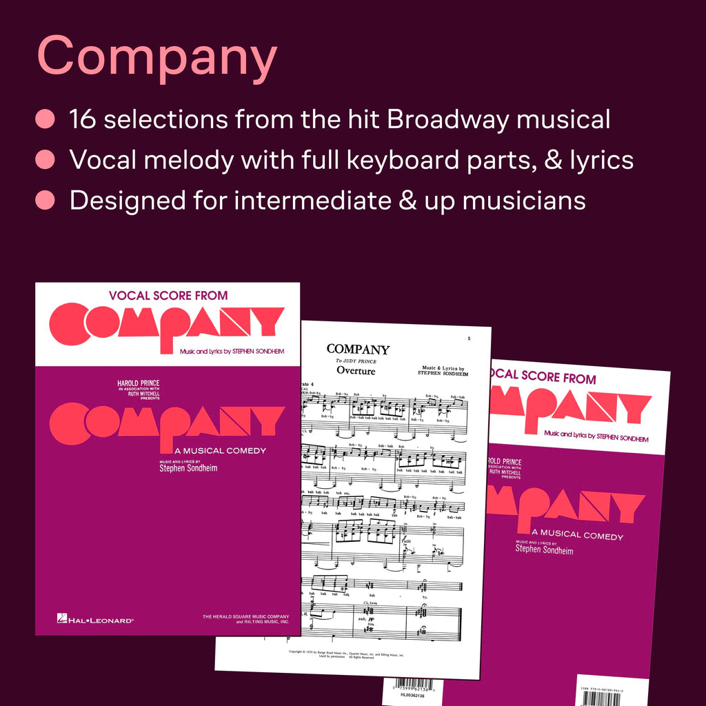 Company - A Musical Comedy | Broadway Vocal Score Selections for Students | Complete Piano Vocal Sheet Music Book by Stephen Sondheim | Theatre Repertoire for Study Auditions and Performance