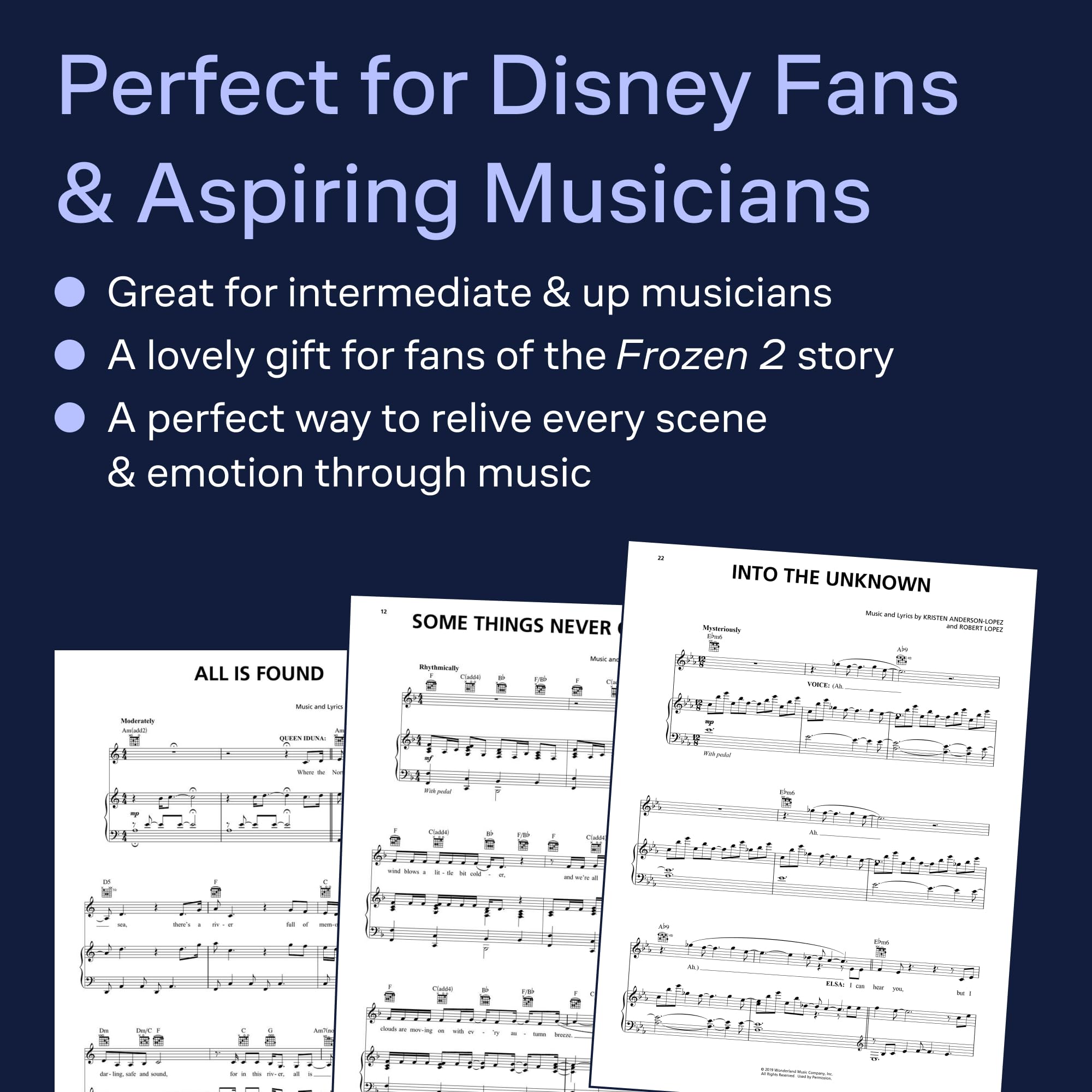 Frozen 2 Songbook | Piano, Vocal, Guitar Sheet Music | Includes "Into the Unknown" and Other Disney Songs | Hal Leonard Official Music Book