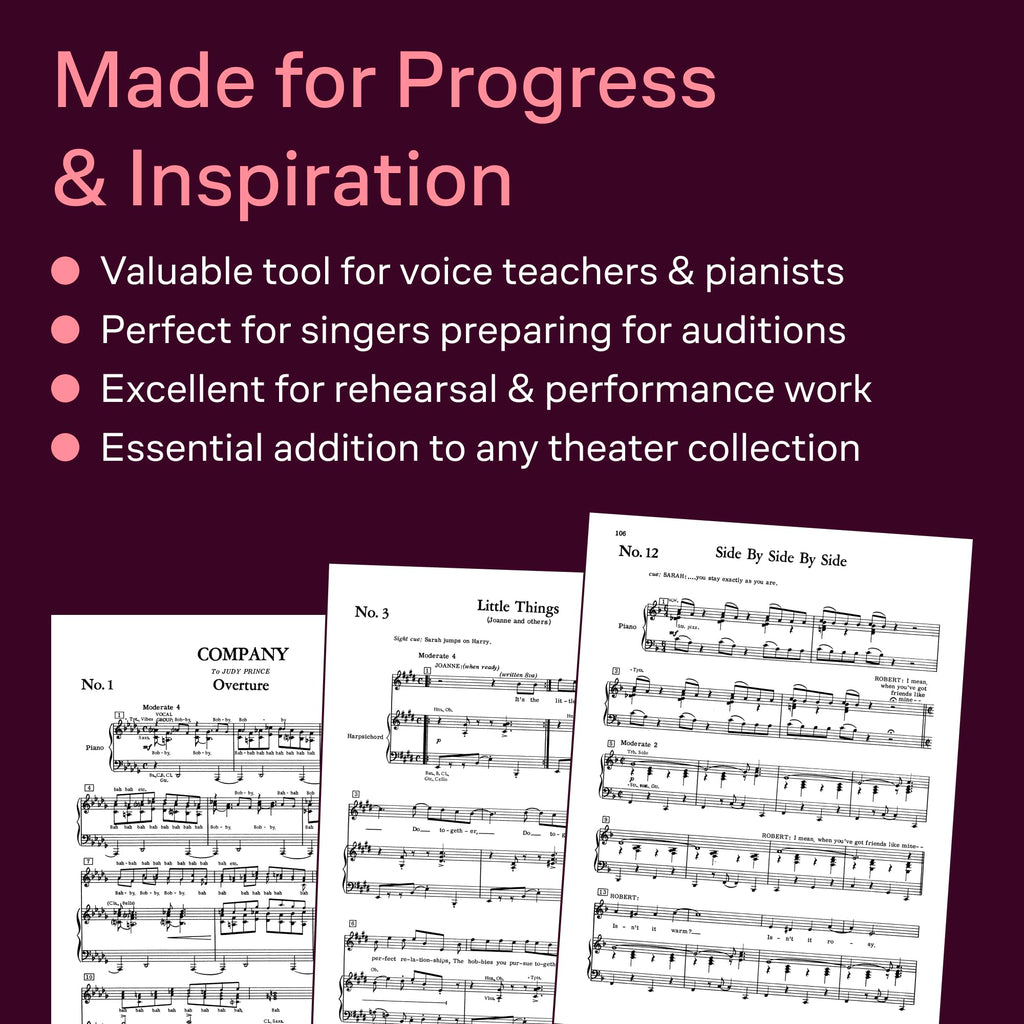 Company - A Musical Comedy | Broadway Vocal Score Selections for Students | Complete Piano Vocal Sheet Music Book by Stephen Sondheim | Theatre Repertoire for Study Auditions and Performance