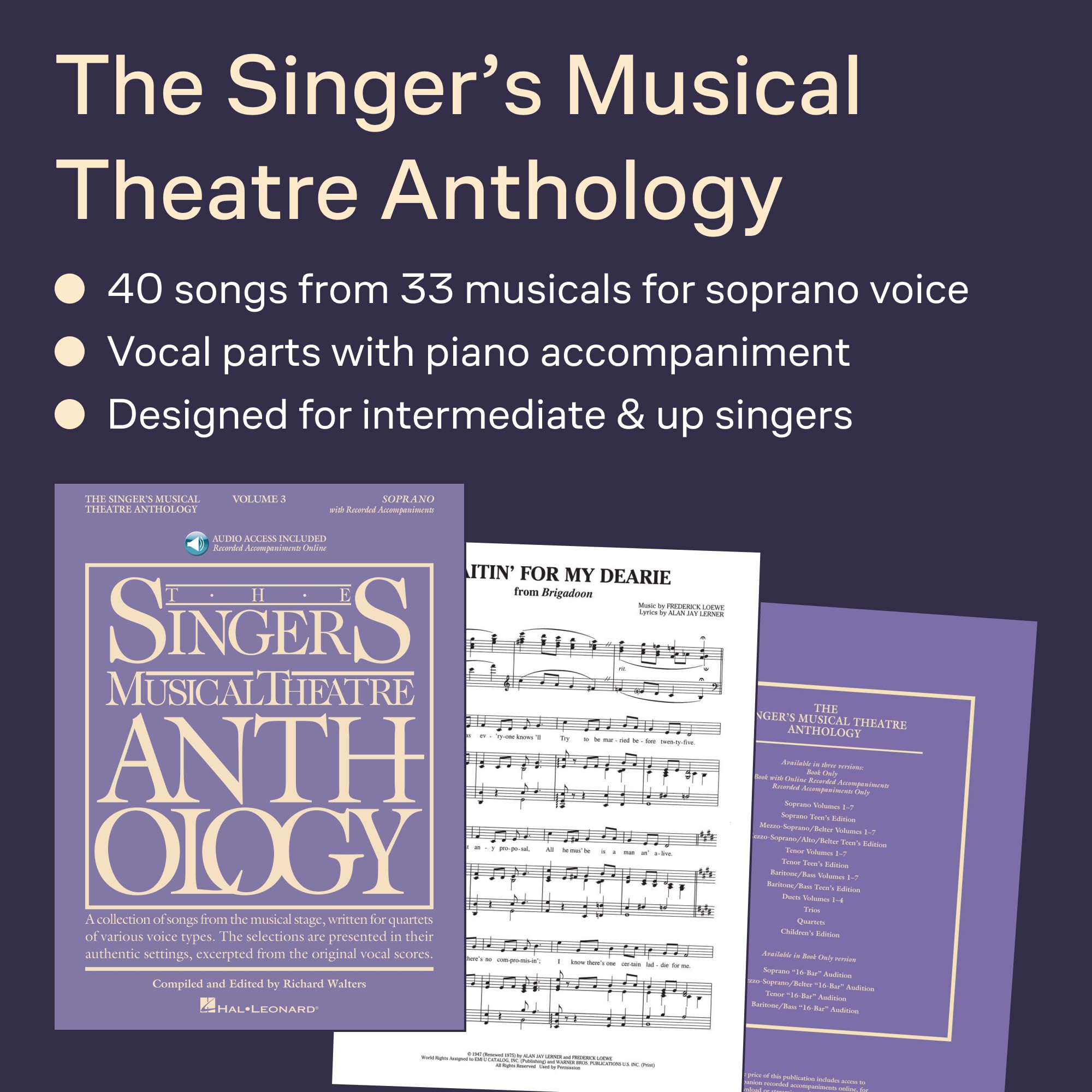 The Singer's Musical Theatre Anthology: Volume 3 | Soprano Voice and Piano Sheet Music Songbook with Online Audio Accompaniments | Broadway Musical Theatre Collection for Auditions and Recitals