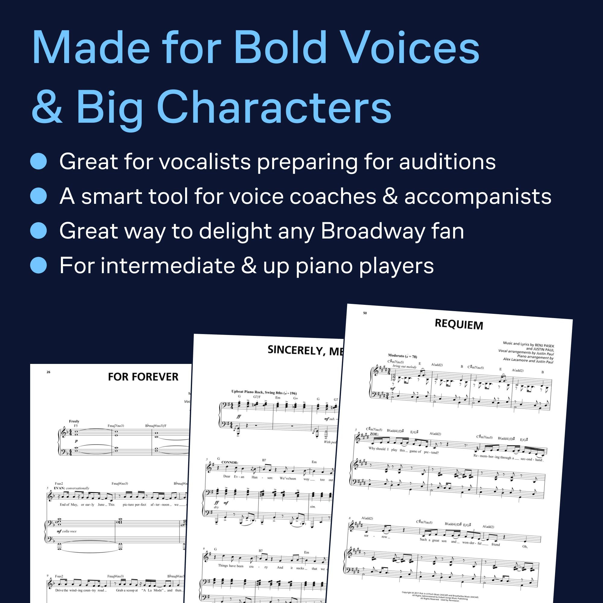 Dear Evan Hansen Vocal Selections By Pasek & Paul | Piano, Vocal, Guitar Sheet Music Songbook | Broadway Musical Music Book for Singers, Pianists, and Performers