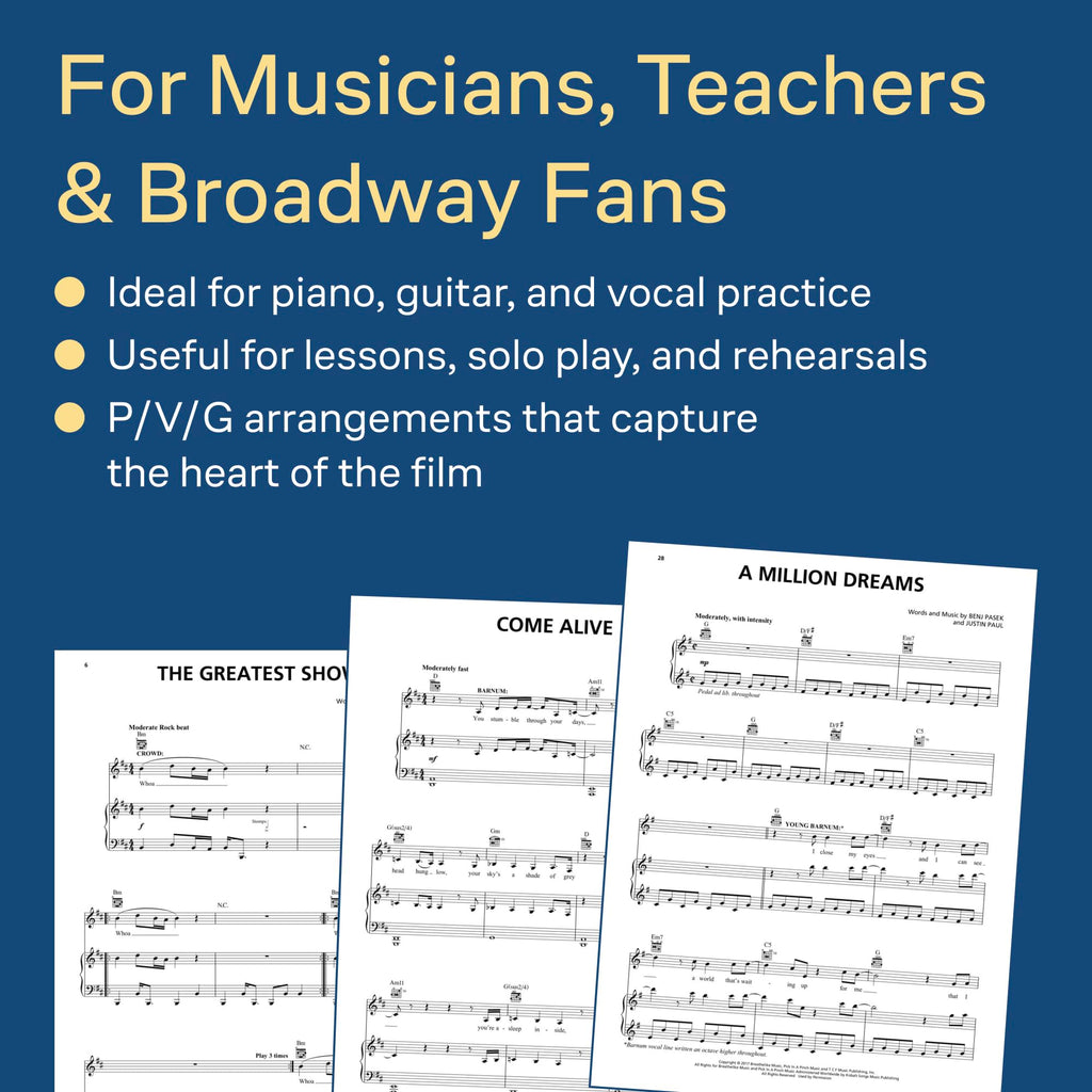 The Greatest Showman - Piano/Vocal/Guitar Songbook | Official Movie Soundtrack Sheet Music for Intermediate Players | 9 Songs by Pasek and Paul | Music Book for Practice, Performance, and Teaching