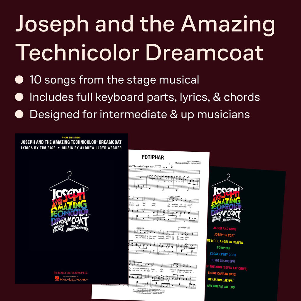 Joseph and the Amazing Technicolor Dreamcoat | Lyrics by Tim Rice and Music by Andrew Lloyd Webber | Vocal Selections | 10 Iconic Songs from the Broadway Musical | Piano Vocal Guitar Sheet Music