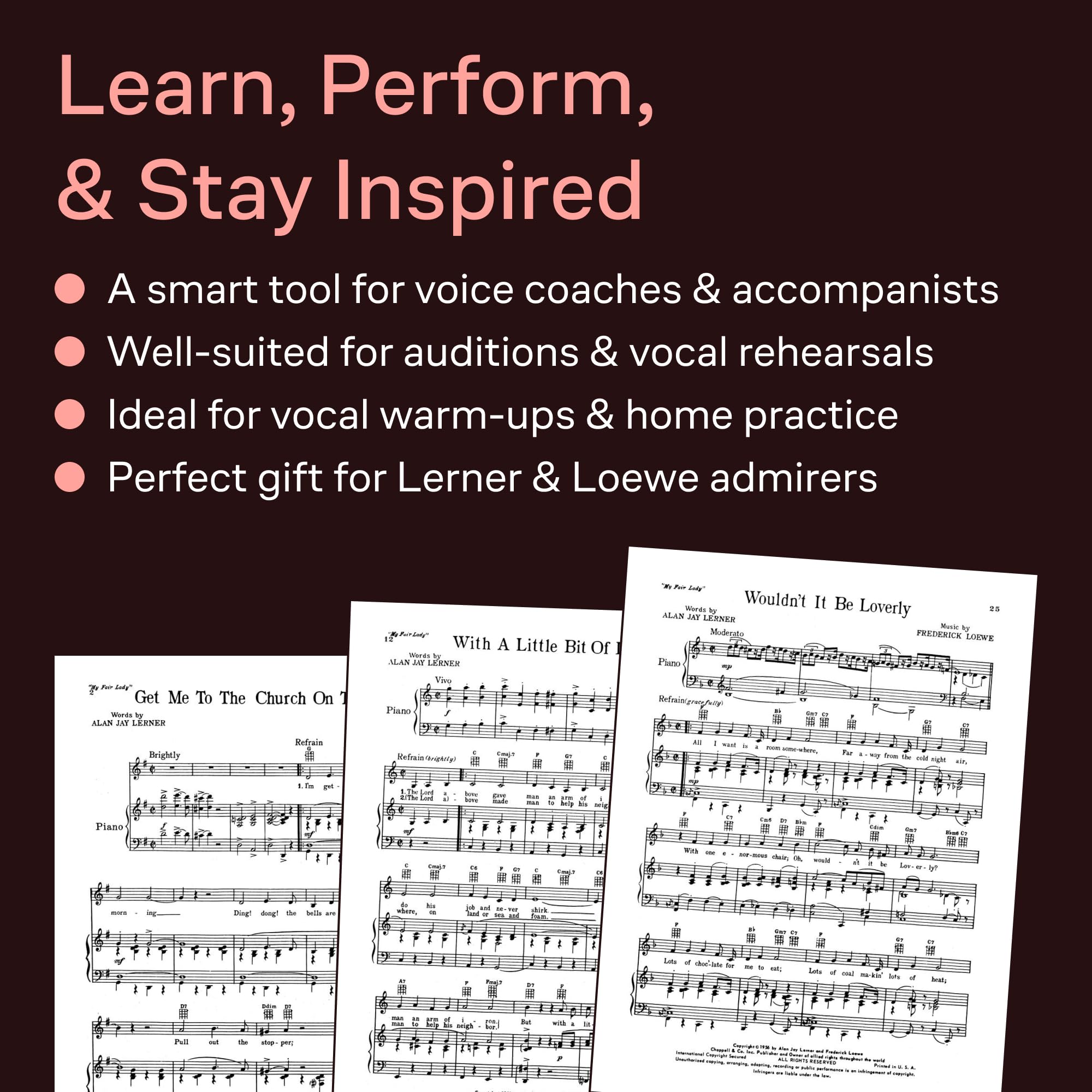 My Fair Lady: Vocal Selections | Alan Jay Lerner and Frederick Loewe | Piano Vocal Guitar Sheet Music Songbook for Singers and Pianists | Broadway Songs Including I Could Have Danced All Night