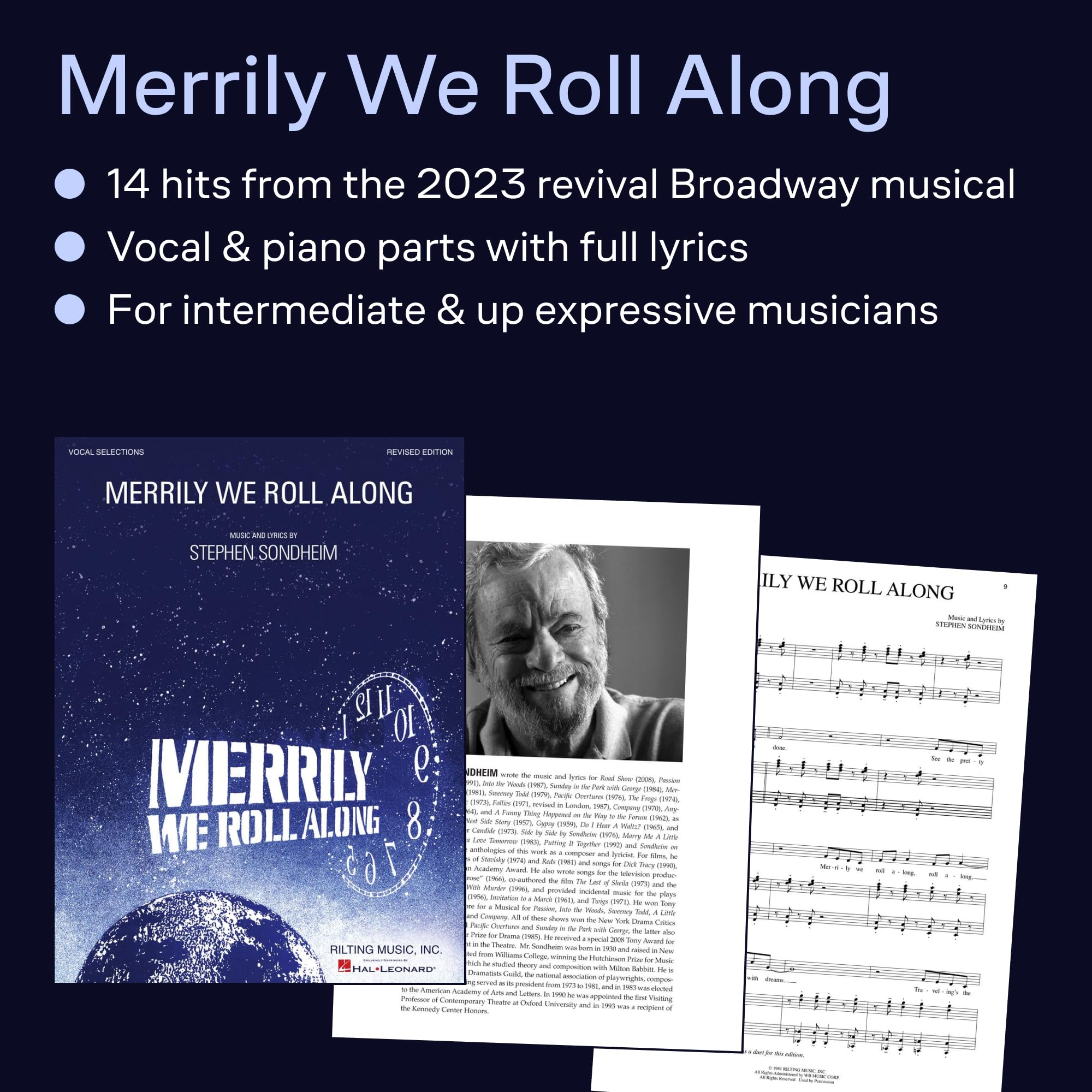 Merrily We Roll Along: Vocal Selections Revised Edition | Piano Vocal Sheet Music from 2023 Broadway Revival | Sondheim Musical Songbook for Singers and Pianists | Theatre Score with Added Songs