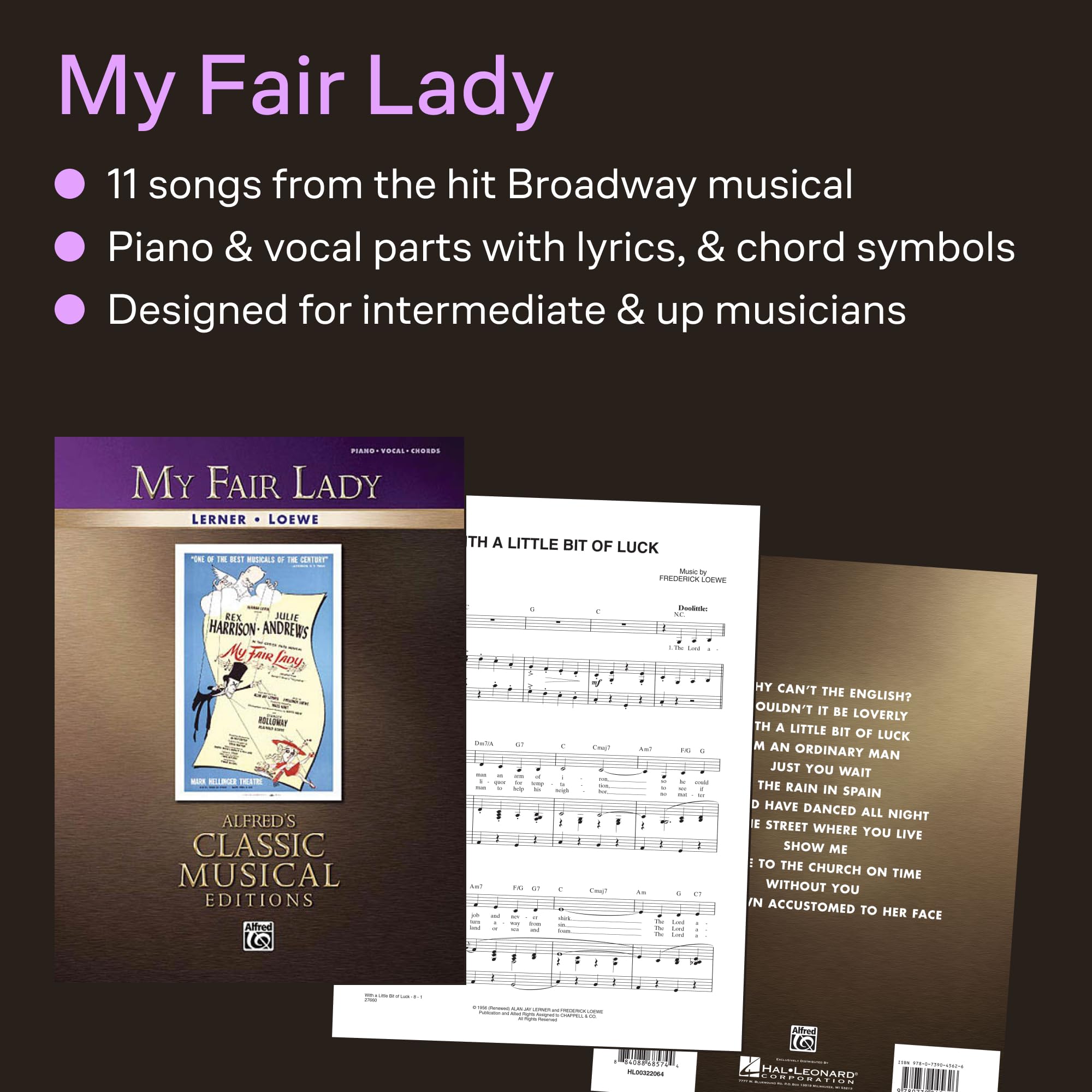 My Fair Lady - Vocal Selections | Alfreds Classic Musical Editions | Piano/Vocal/Guitar Broadway Sheet Music Songbook | Musical Theatre Piano Book for Students Teachers and Performers