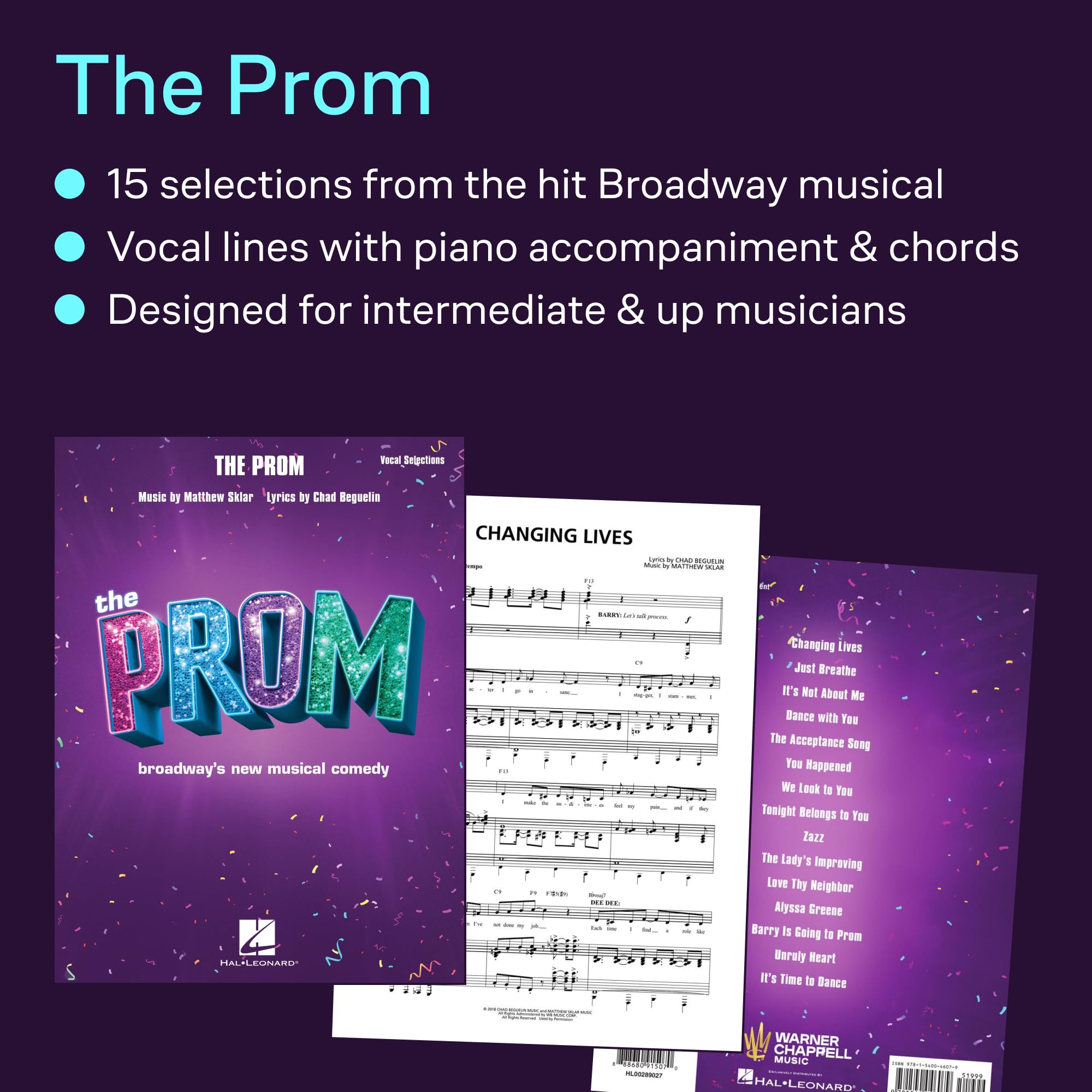 Sklar The Prom Vocal Selections | Broadway Sheet Music for Voice and Piano | Musical Theater Songbook with Lyrics and Accompaniment | Hal Leonard Softcover for Vocalists and Students