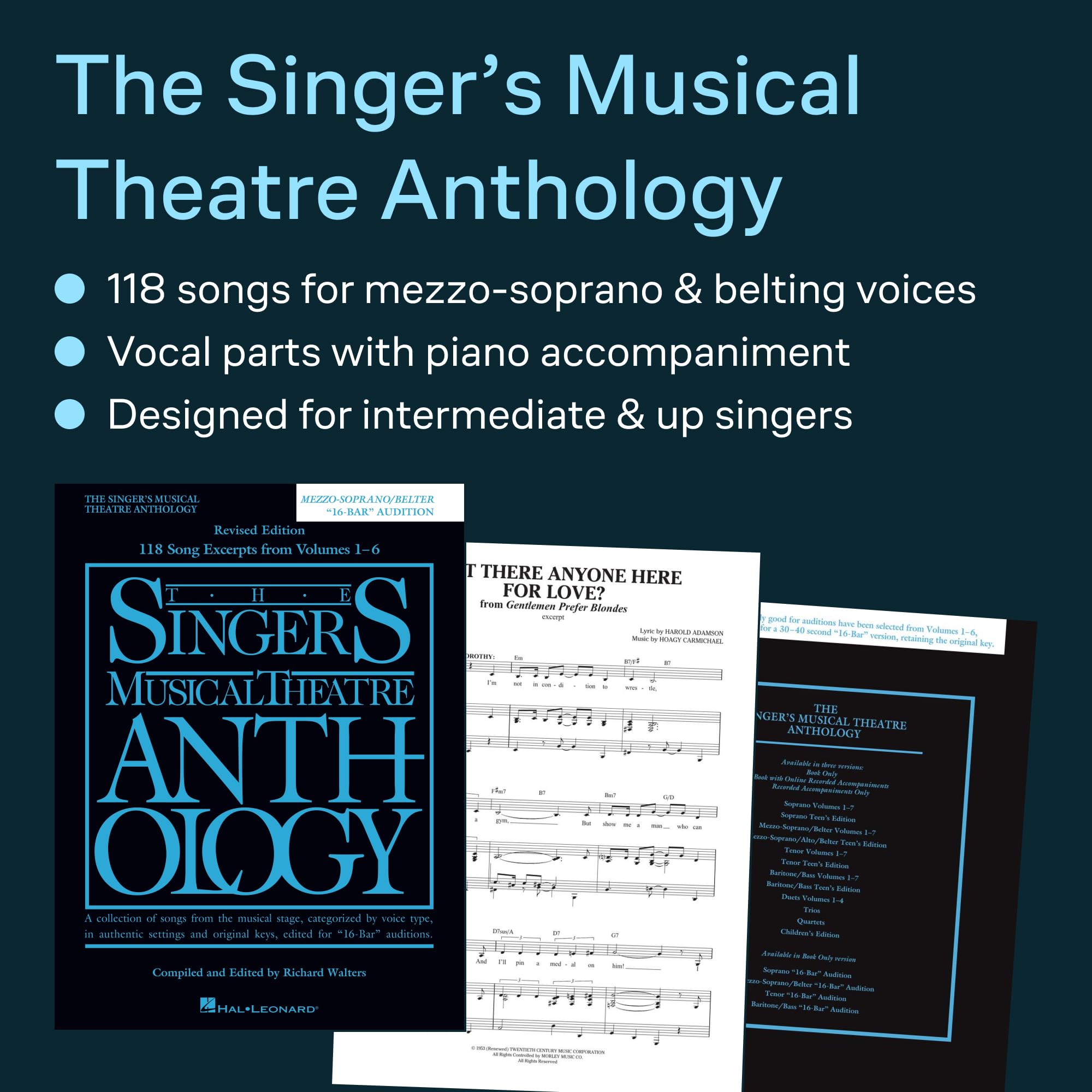The Singer's Musical Theatre Anthology: 16-Bar Audition Edition, Mezzo-Soprano/Belter | Broadway Vocal Collection Sheet Music with Piano Accompaniment for Auditions and Performance