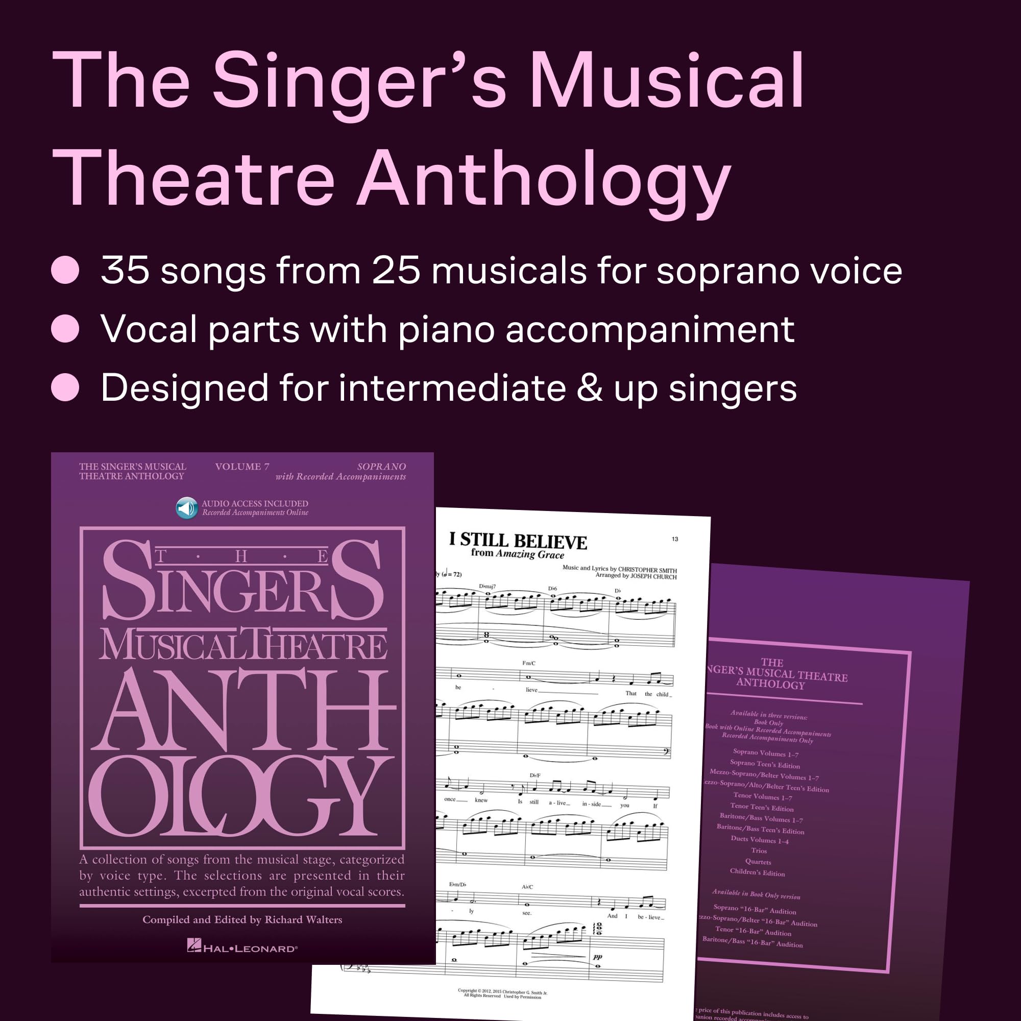 The Singer's Musical Theatre Anthology: Volume 7, Soprano Sheet Music Book | Broadway Vocal Score Collection with Online Audio for Musical Theatre Auditions, Performance, Study, and Voice Lessons