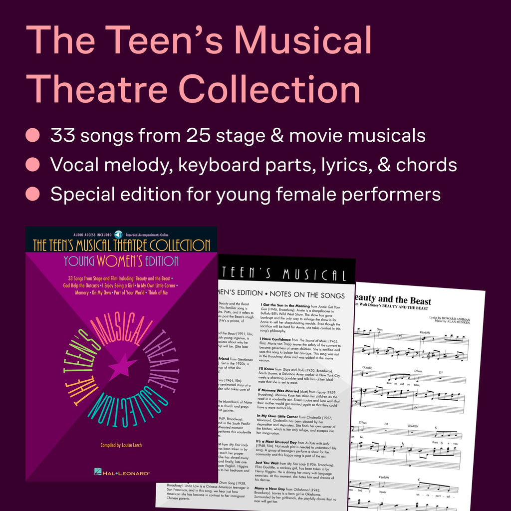 The Teens Musical Theatre Collection - Young Womens Edition | Vocal Sheet Music and Songbook for Beginner and Intermediate Singers | 33 Broadway and Film Songs with Online Audio