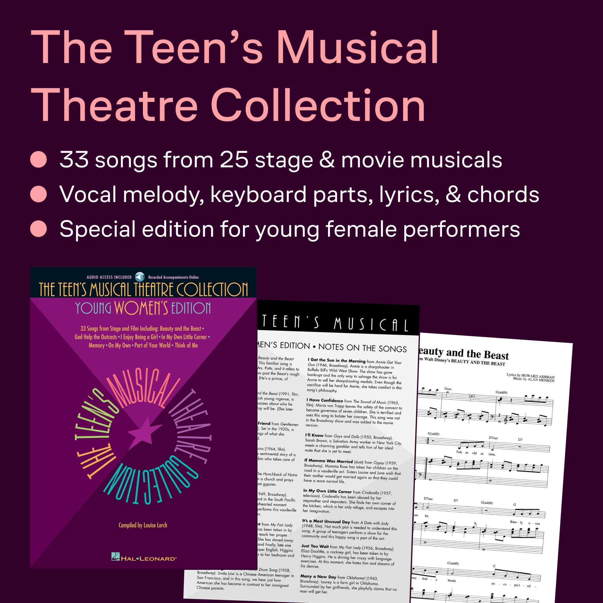 The Teens Musical Theatre Collection - Young Womens Edition | Vocal Sheet Music and Songbook for Beginner and Intermediate Singers | 33 Broadway and Film Songs with Online Audio