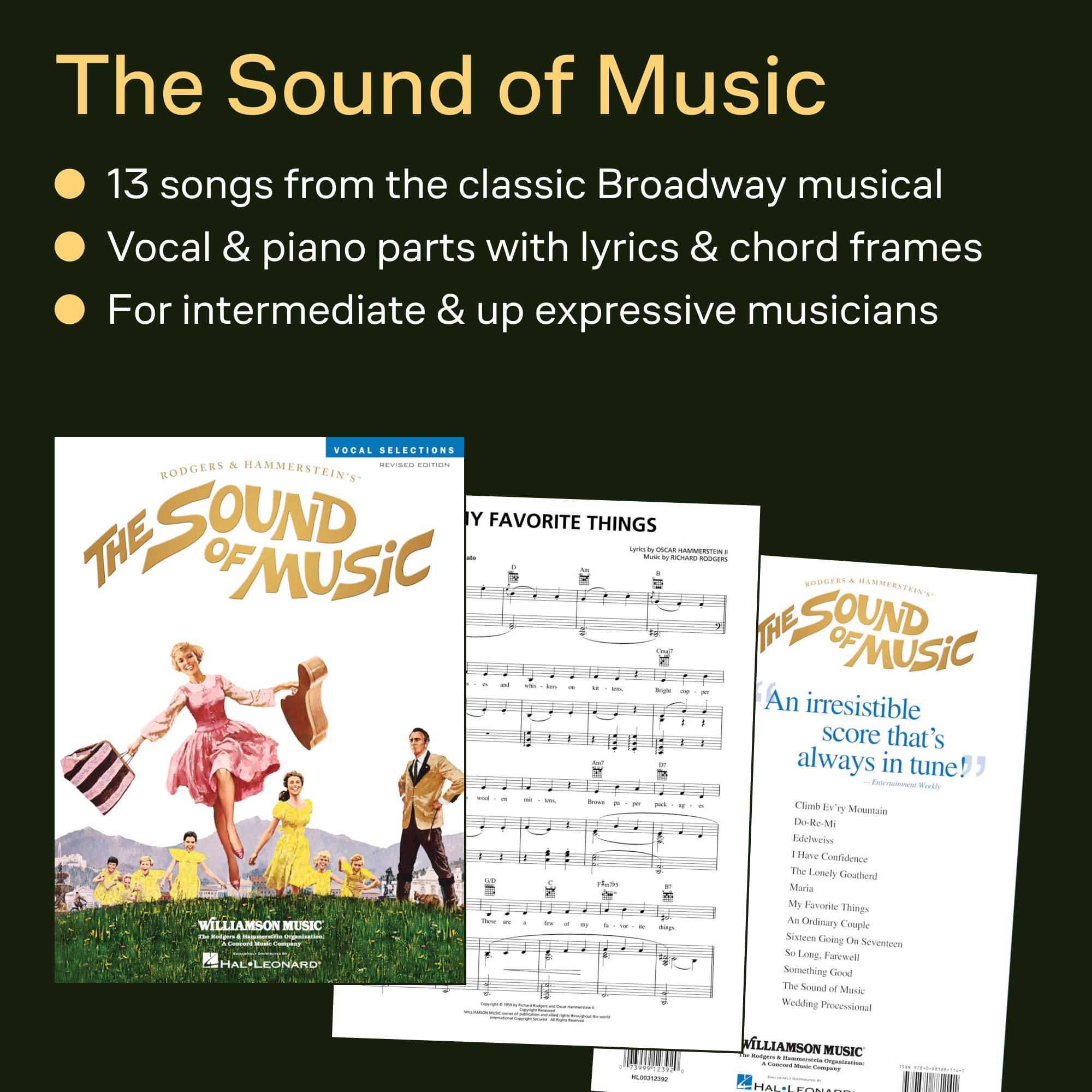Rodgers and Hammerstein - The Sound of Music | Vocal Selections Songbook for Piano Vocal Guitar | Broadway Musical Sheet Music Collection | Classic ... (Rodgers and Hammerstein Vocal Selections)
