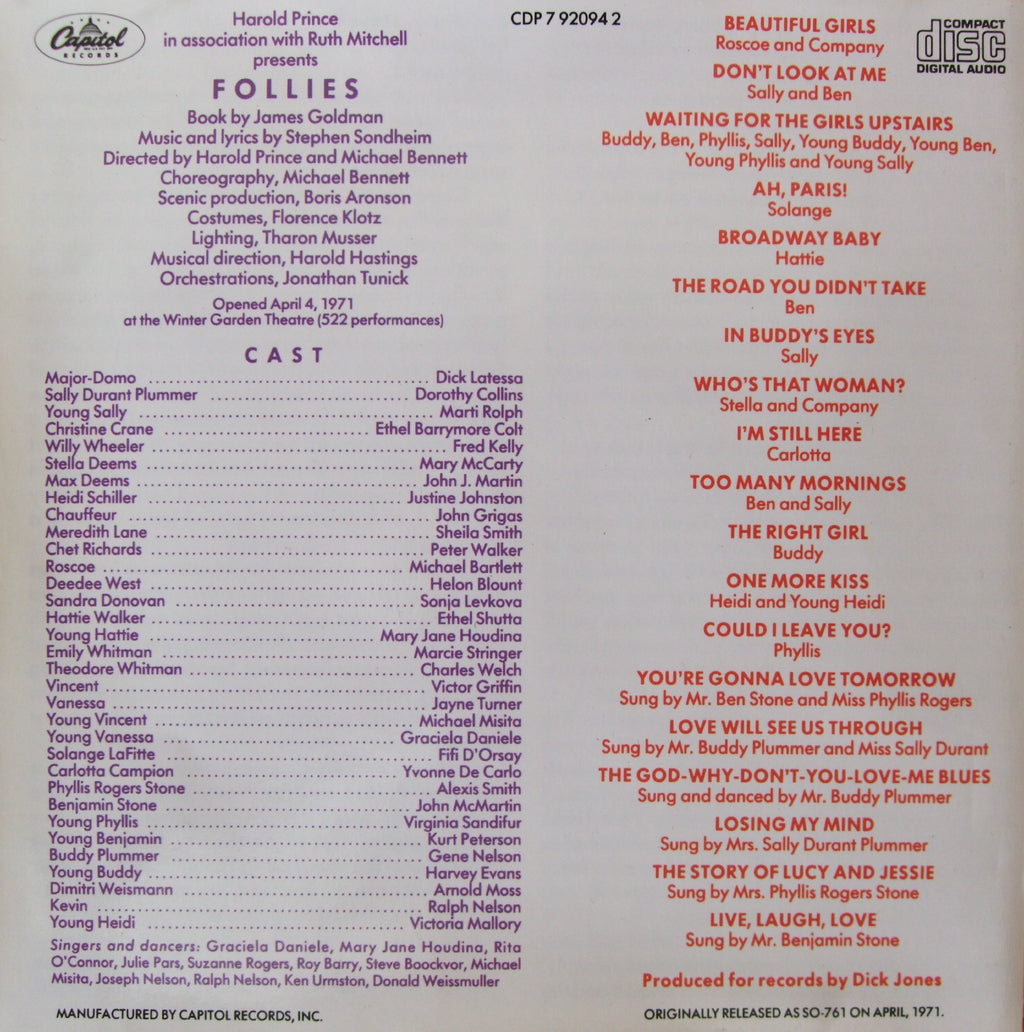 Follies: Original Broadway Cast