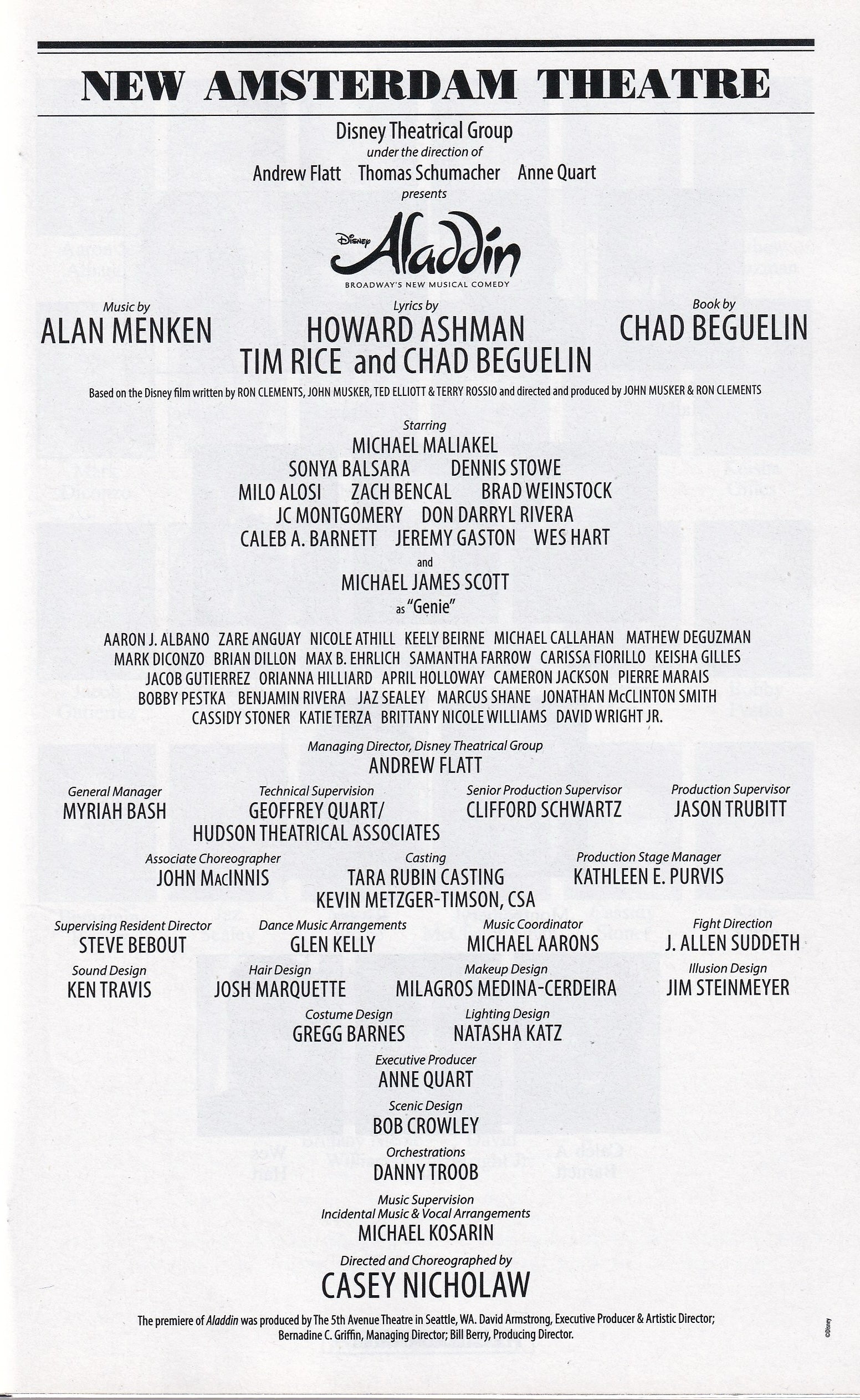 Aladdin Playbill | New Amsterdam Theatre (2023)