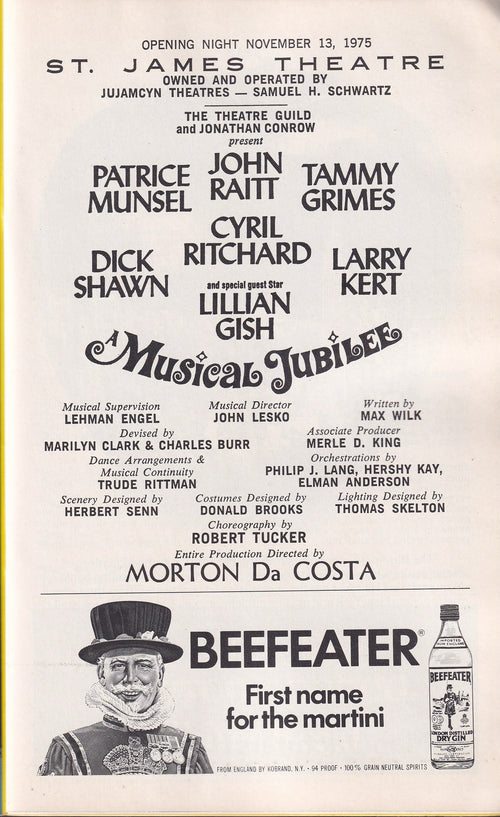 A Musical Jubilee Opening Night Playbill | St. James Theatre (1975)