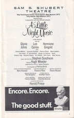 A Little Night Music Playbill | Sam S. Shubert Theatre (1973)