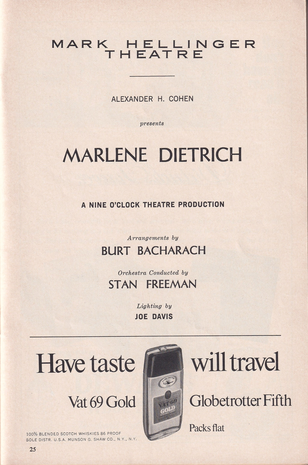 Marlene Dietrich Playbill | Mark Hellinger Theatre (1967)