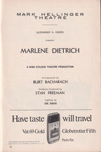 Marlene Dietrich Playbill | Mark Hellinger Theatre (1967)