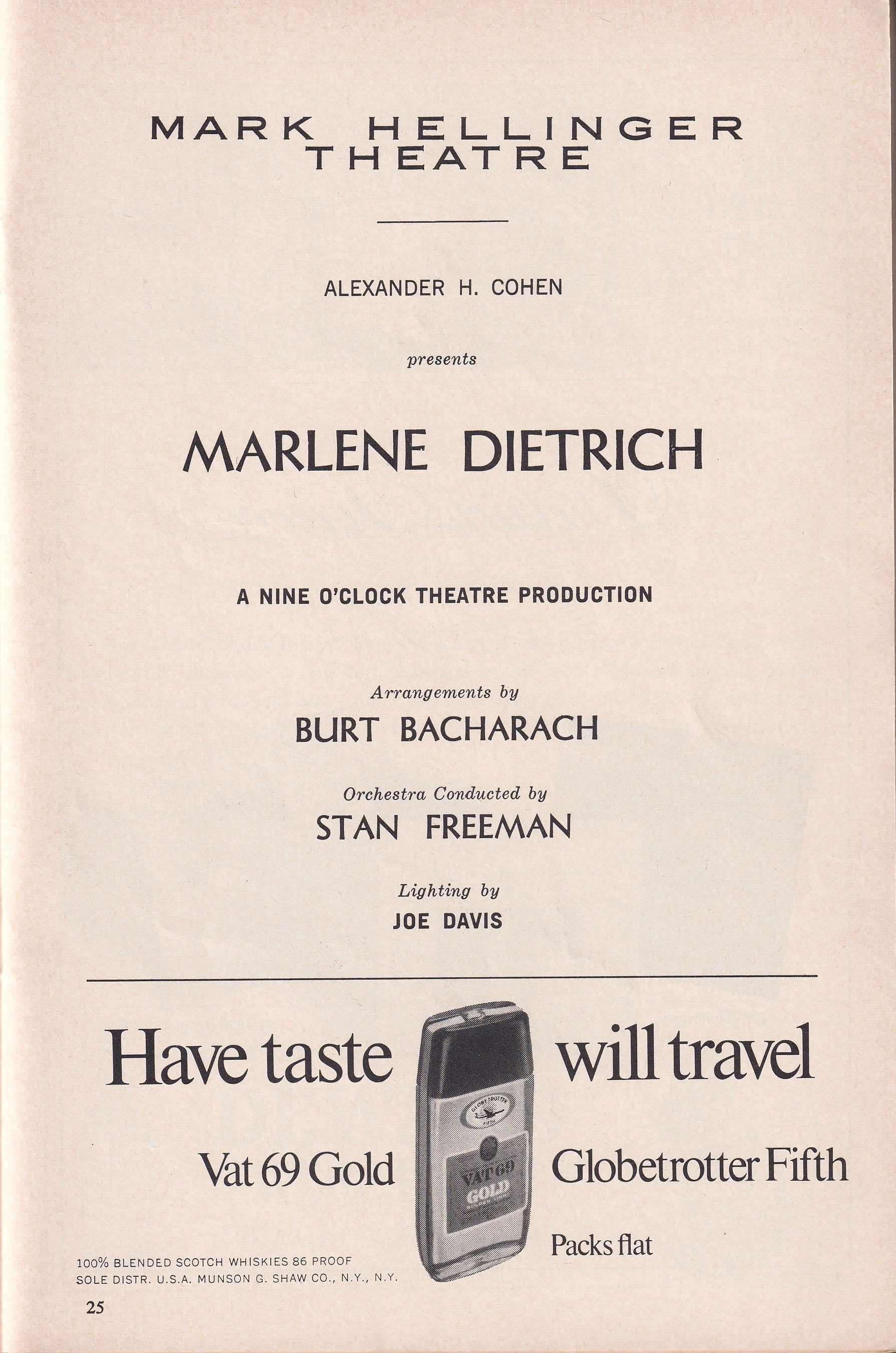 Marlene Dietrich Playbill | Mark Hellinger Theatre (1967)