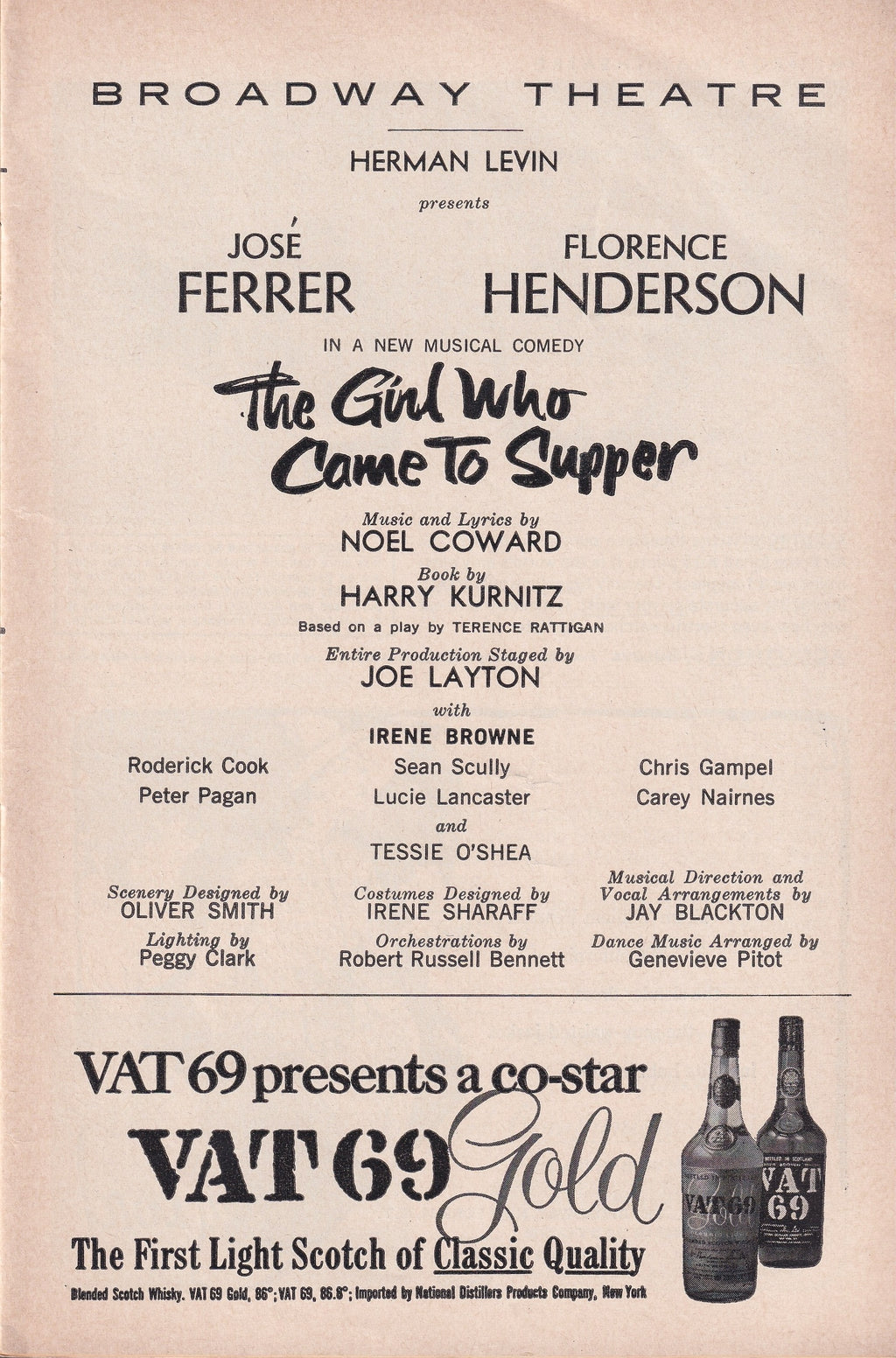The Girl Who Came To Supper Playbill | Broadway Theatre (1963)