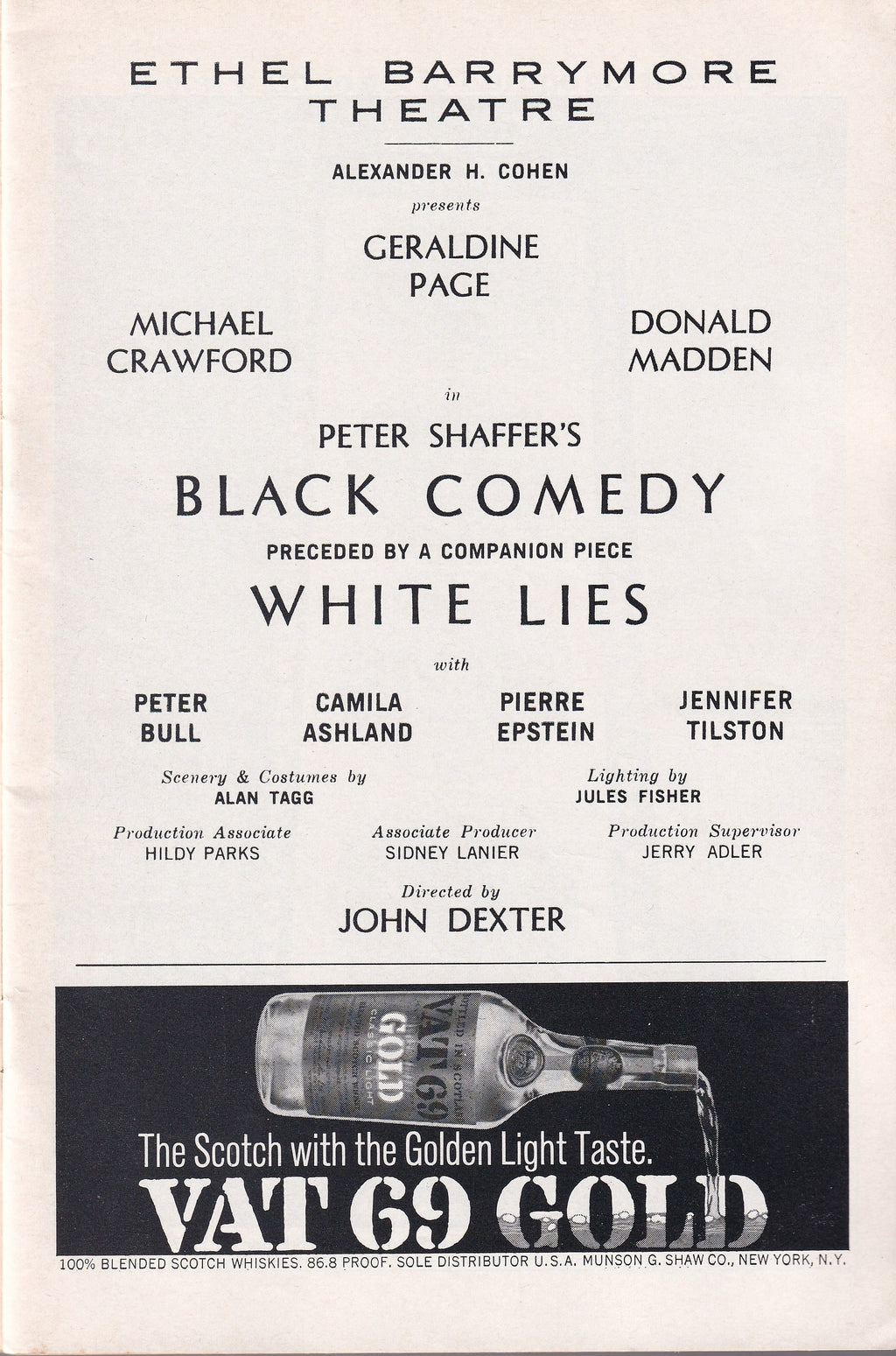Black Comedy / White Lies Playbill | Ethel Barrymore Theatre (1967)