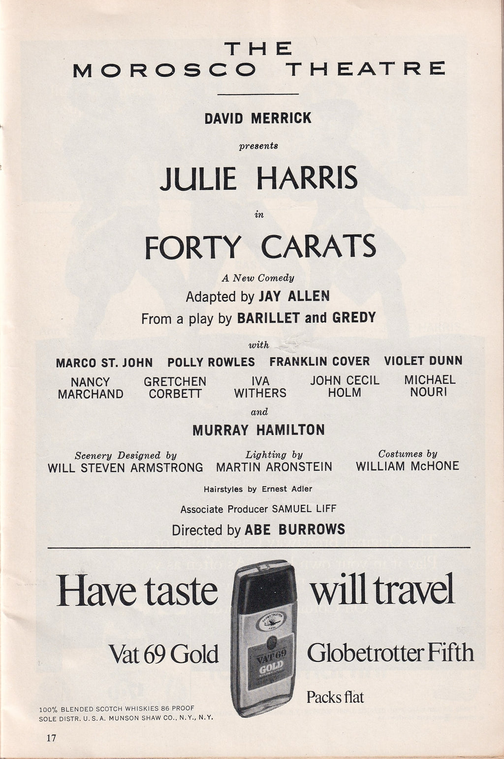Forty Carats Playbill | The Morosco Theatre (1968)