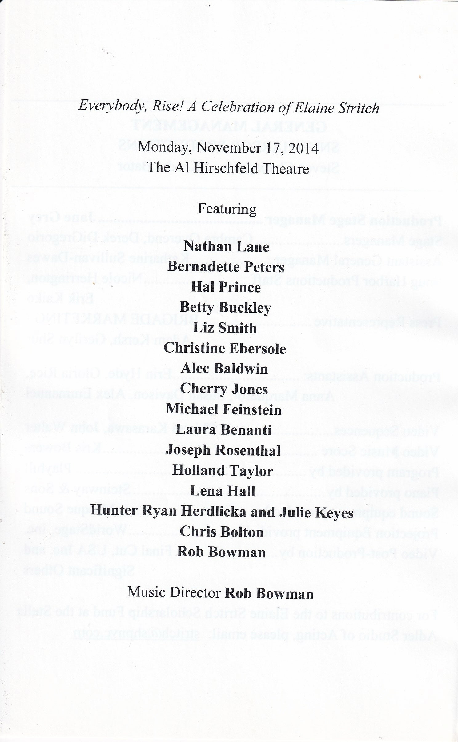 Everybody, Rise! A Celebration of Elaine Stritch (2014)