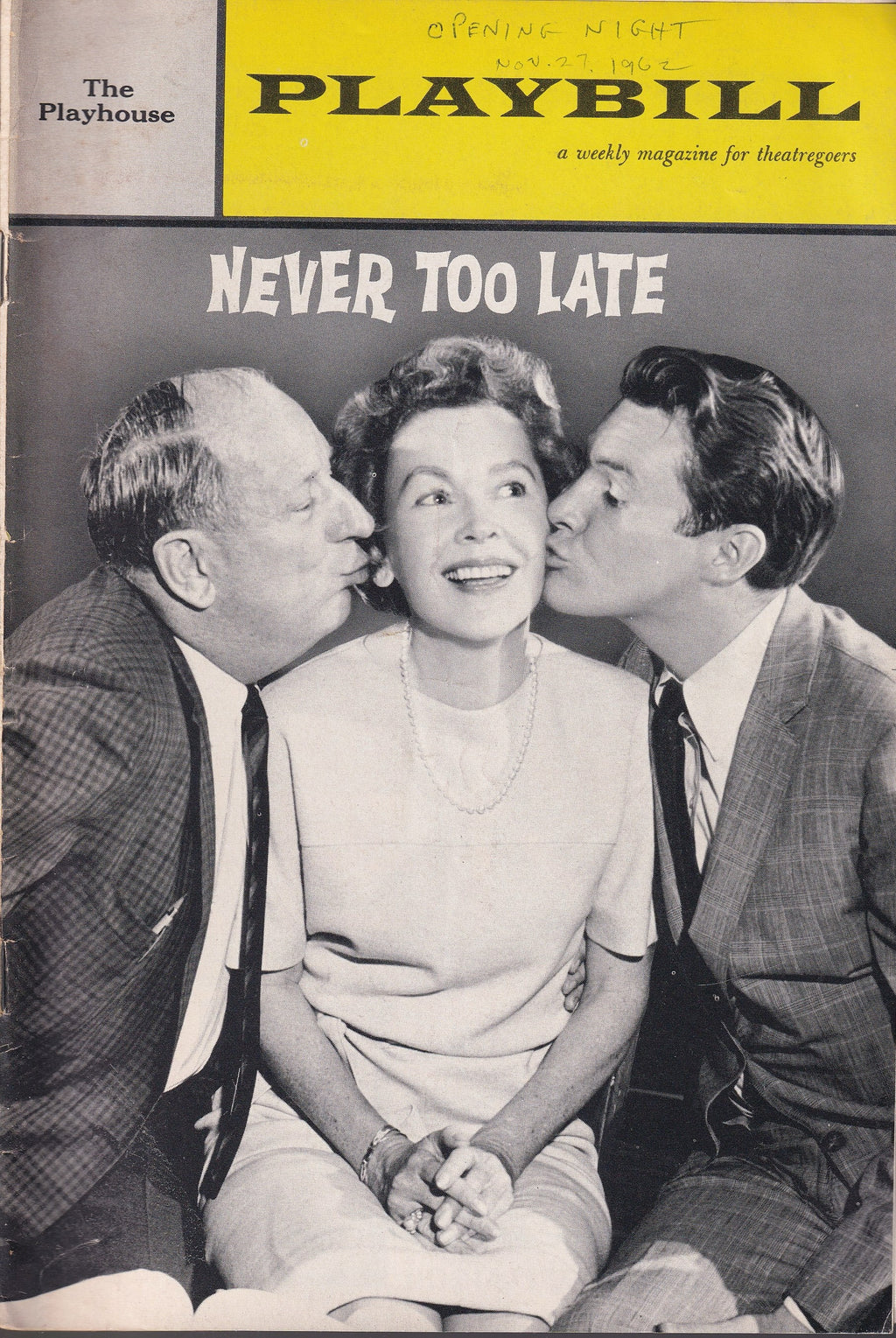 Never Too Late Playbill | The Playhouse (1962)
