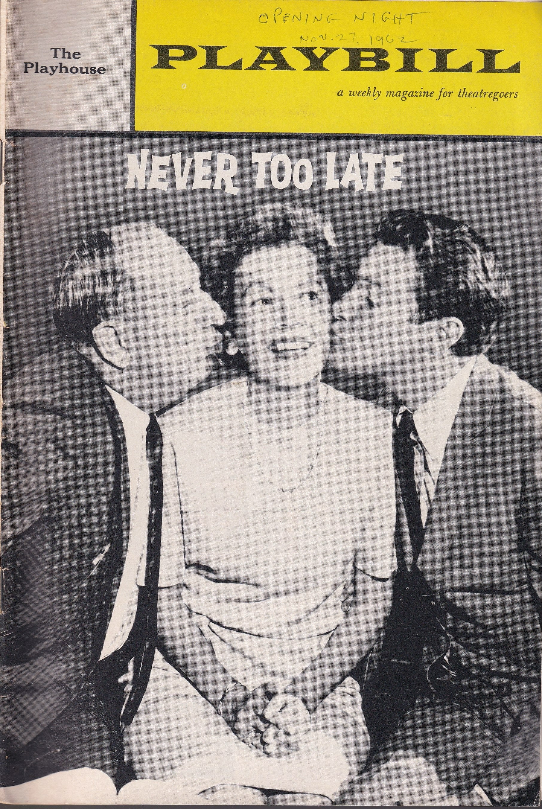 Never Too Late Playbill | The Playhouse (1962)