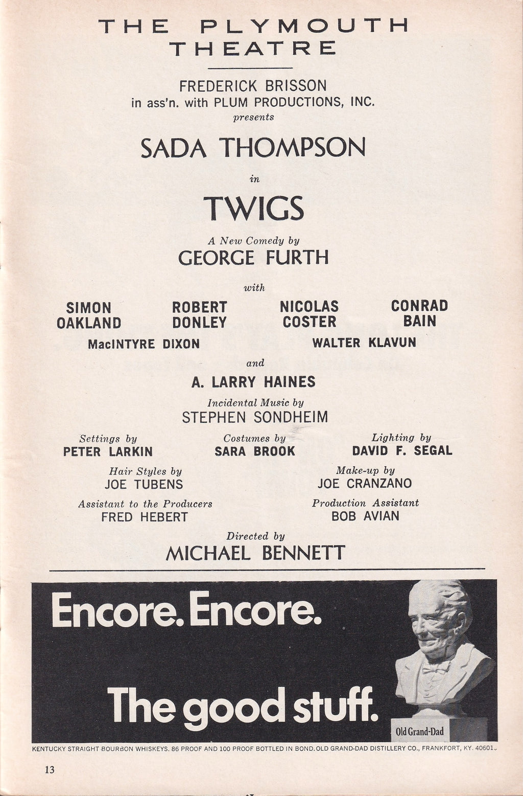 Twigs Playbill | The Plymouth Theatre (1971)