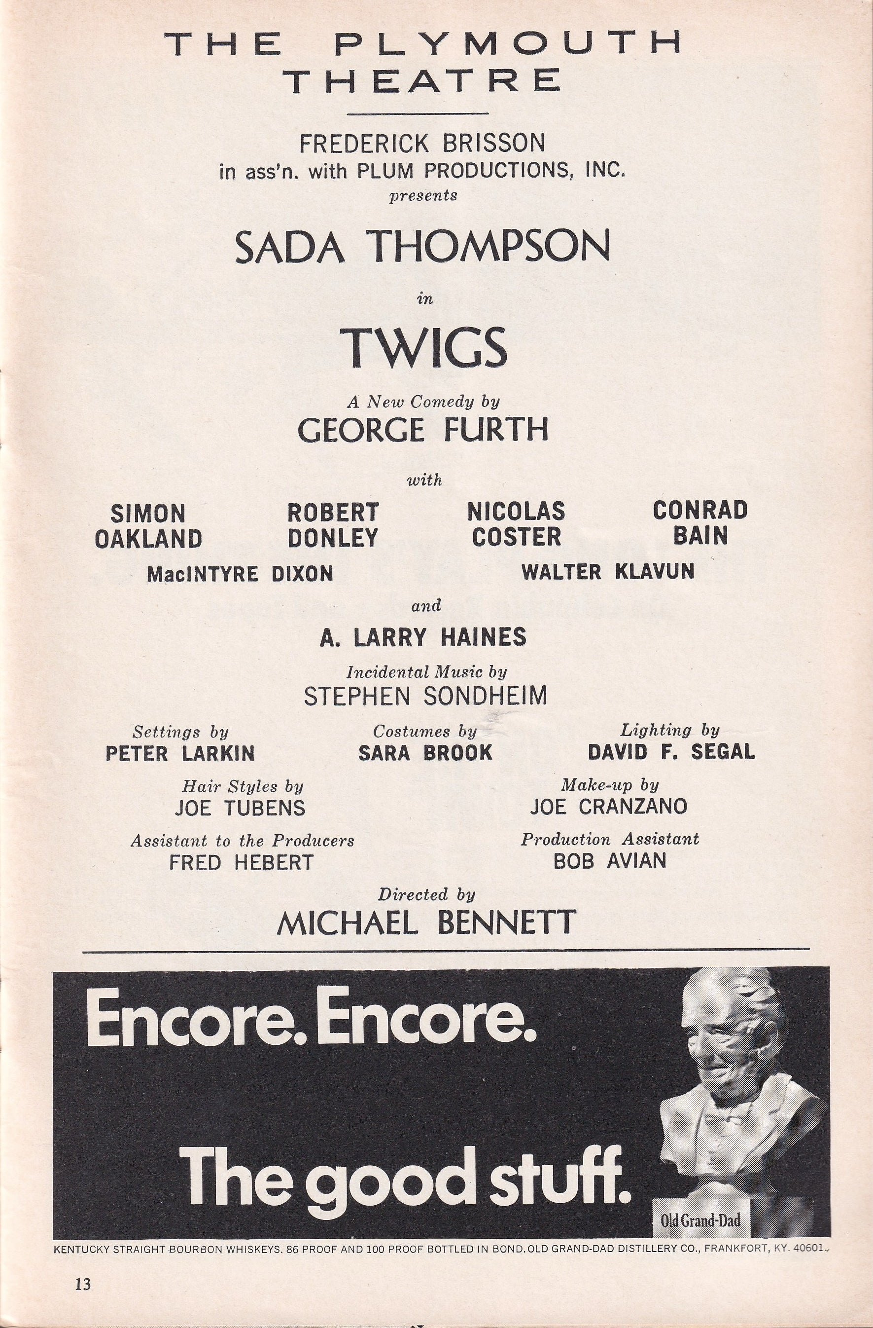 Twigs Playbill | The Plymouth Theatre (1971)
