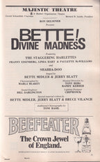 Bette! Divine Madness Playbill | Majestic Theatre (1979)