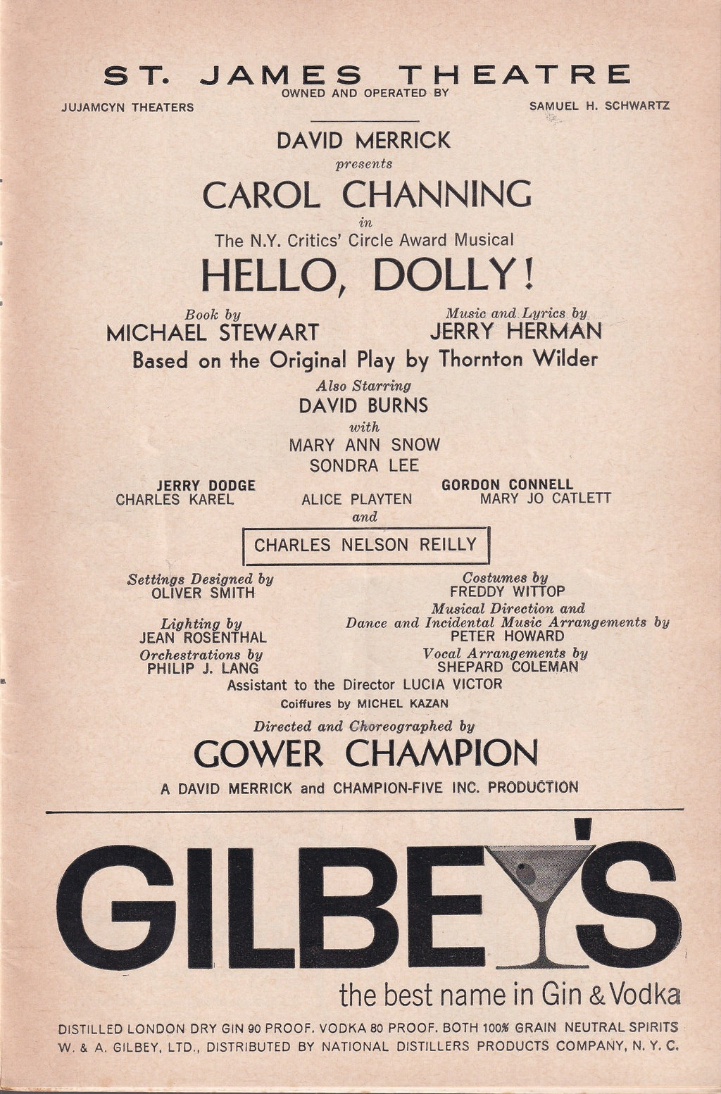 Hello, Dolly! Playbill | St. James Theatre (1964)