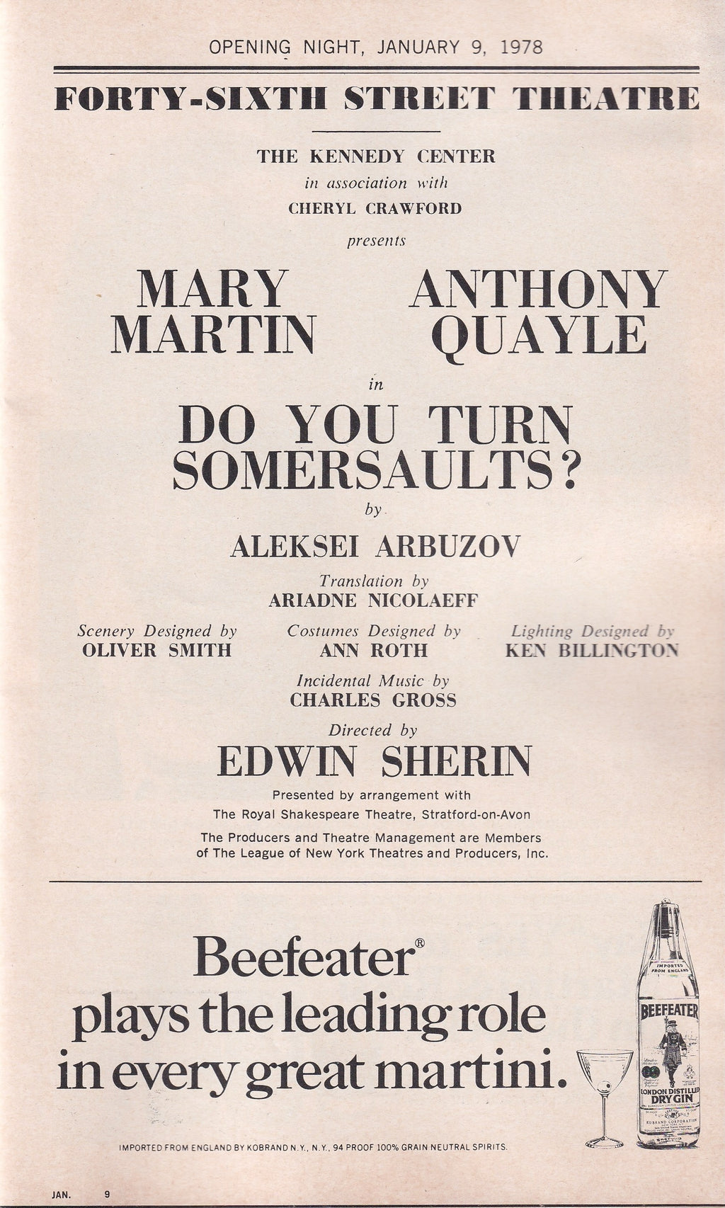 Do You Turn Somersaults? Playbill | Forty-Sixth Street Theatre (1978)