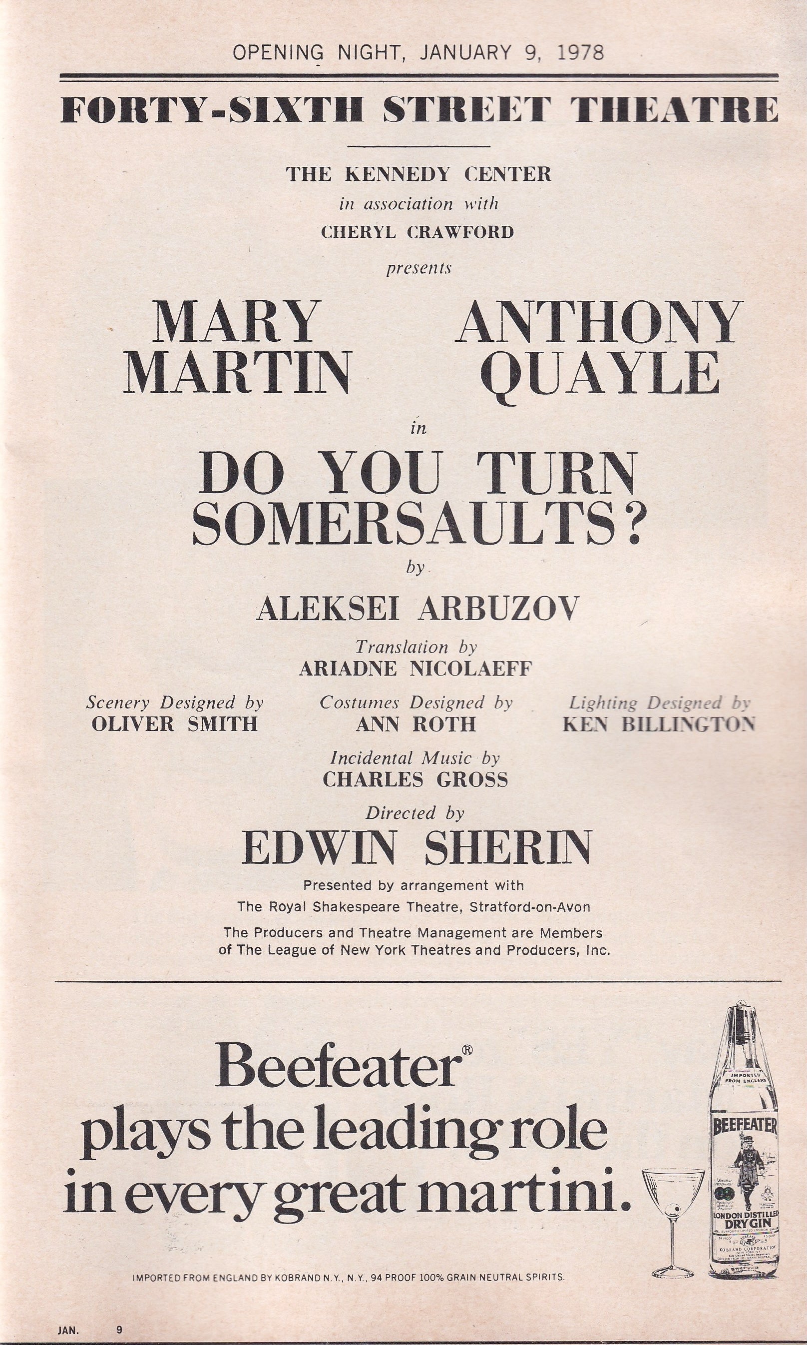 Do You Turn Somersaults? Playbill | Forty-Sixth Street Theatre (1978)
