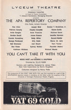 You Can't Take It With You Playbill | Lyceum Theatre (1965)