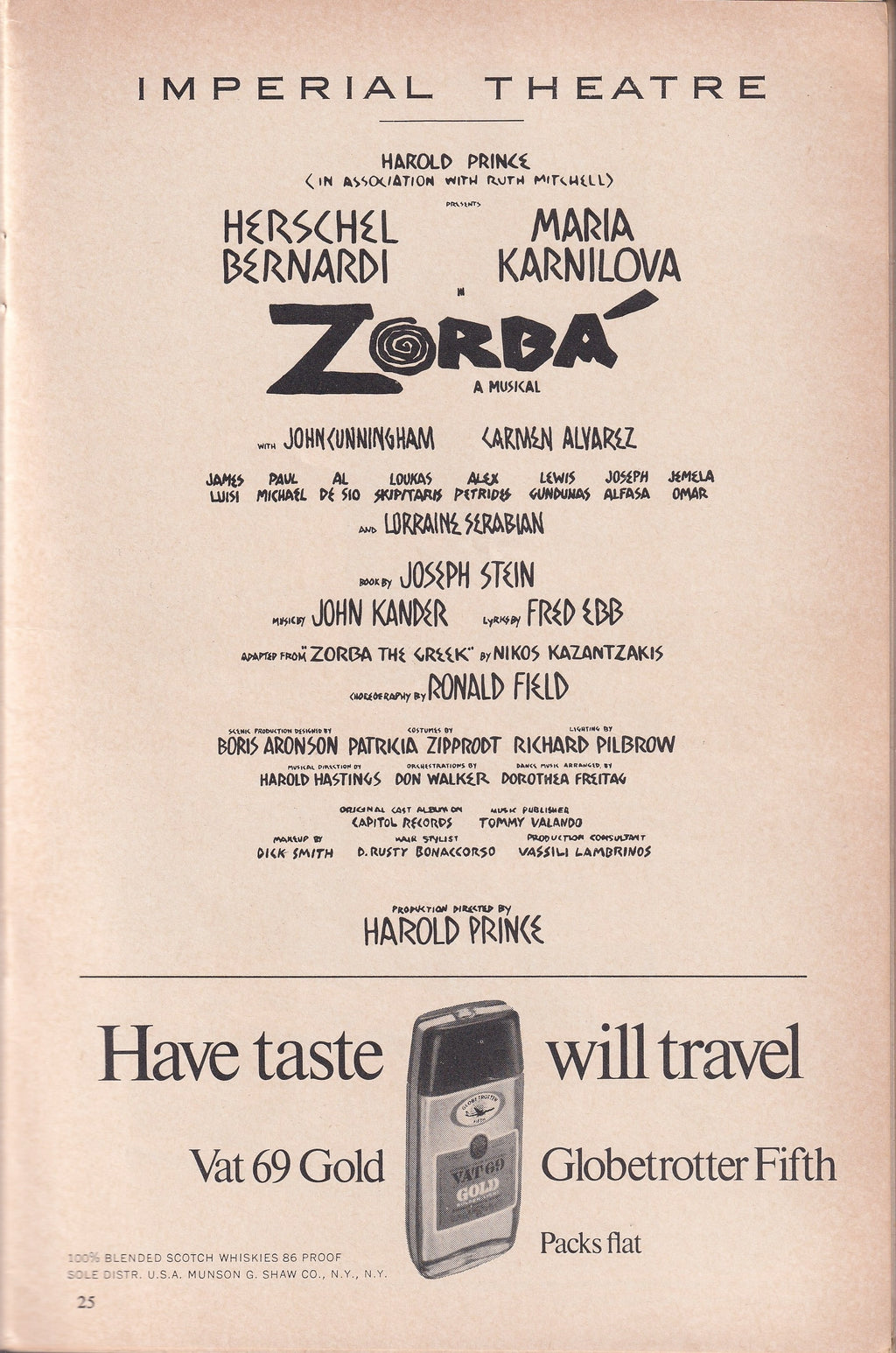 Zorba Playbill | Imperial Theatre (1968)