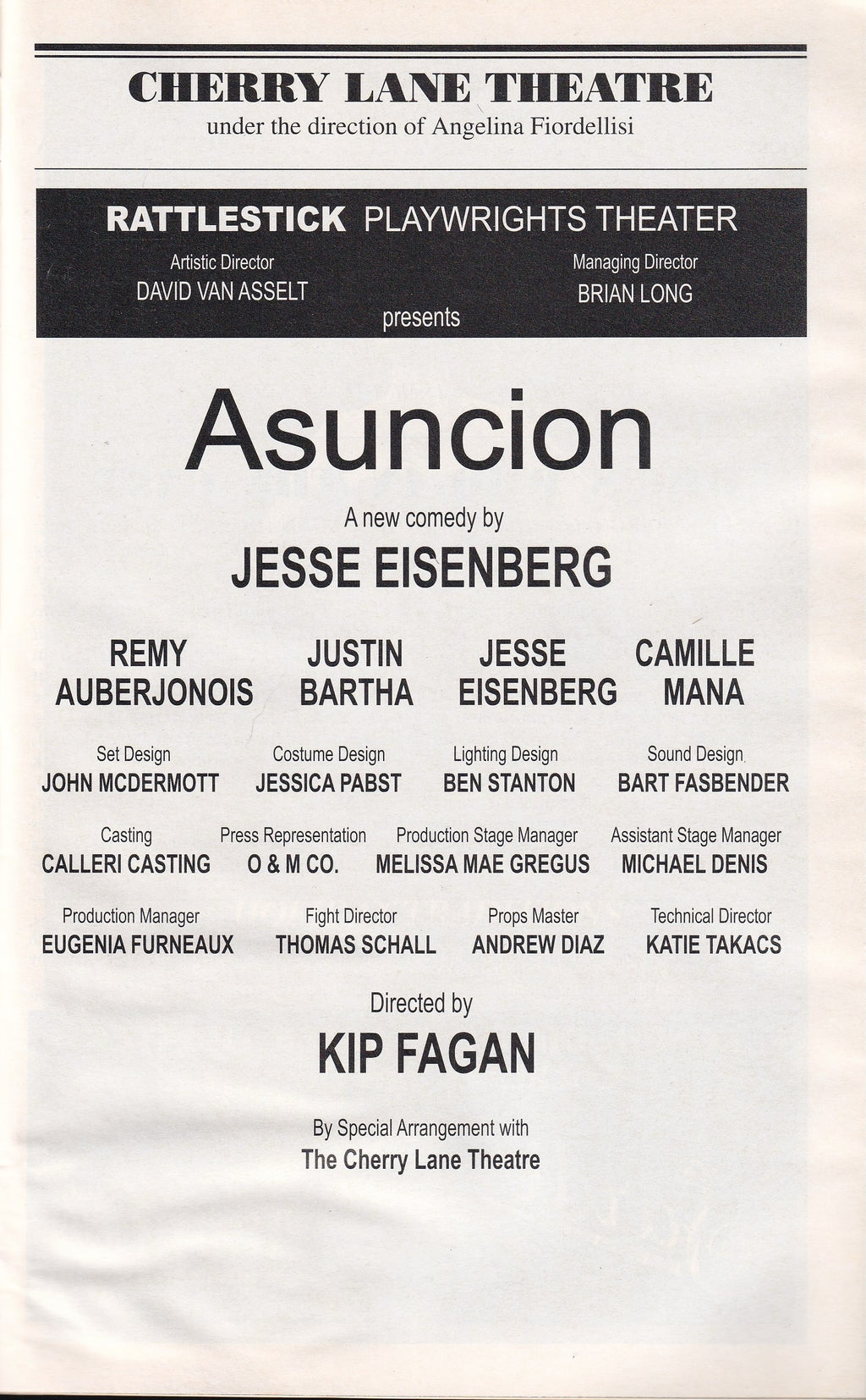 Asuncion Playbill | Cherry Lane Theatre (2011)