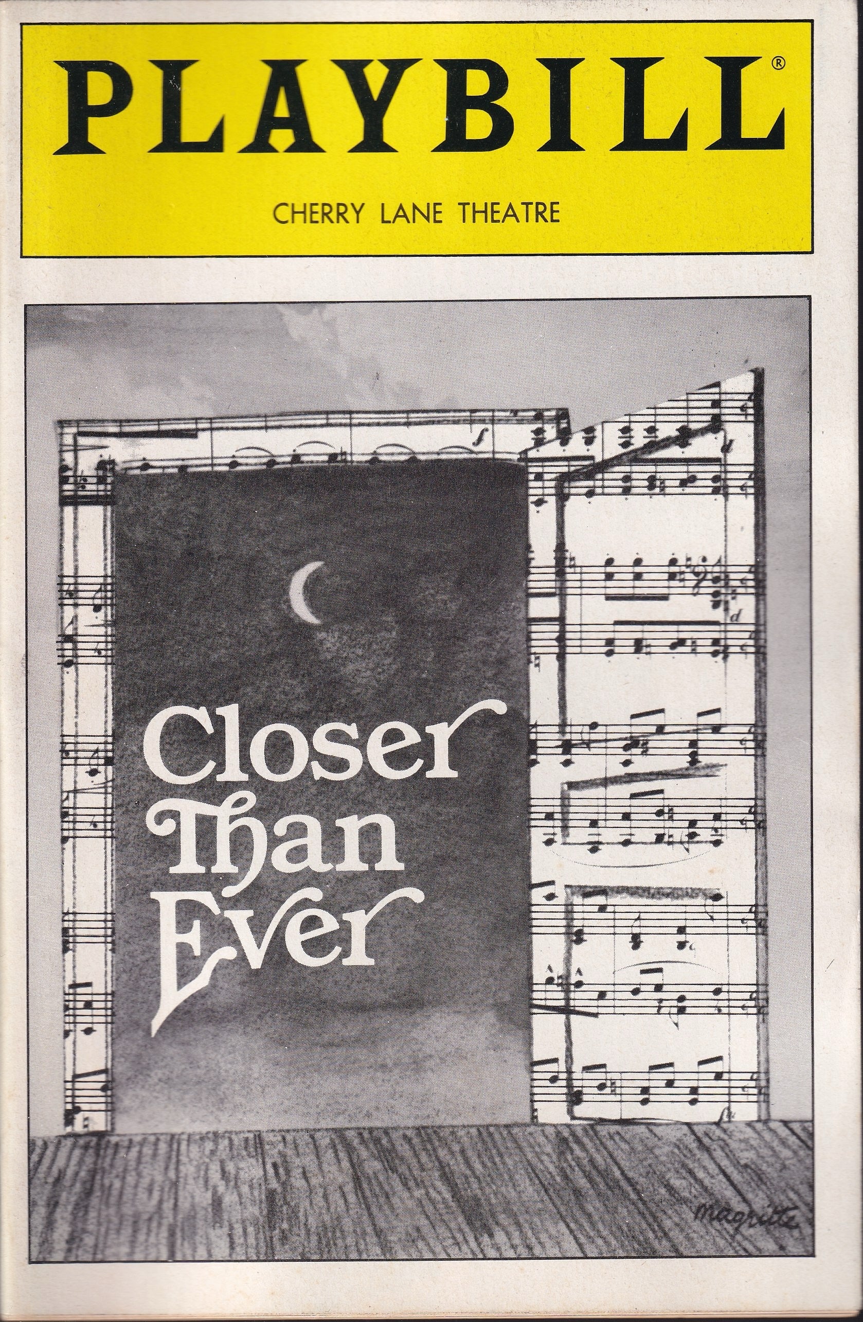 Closer Than Ever Playbill | Cherry Lane Theatre (1989)