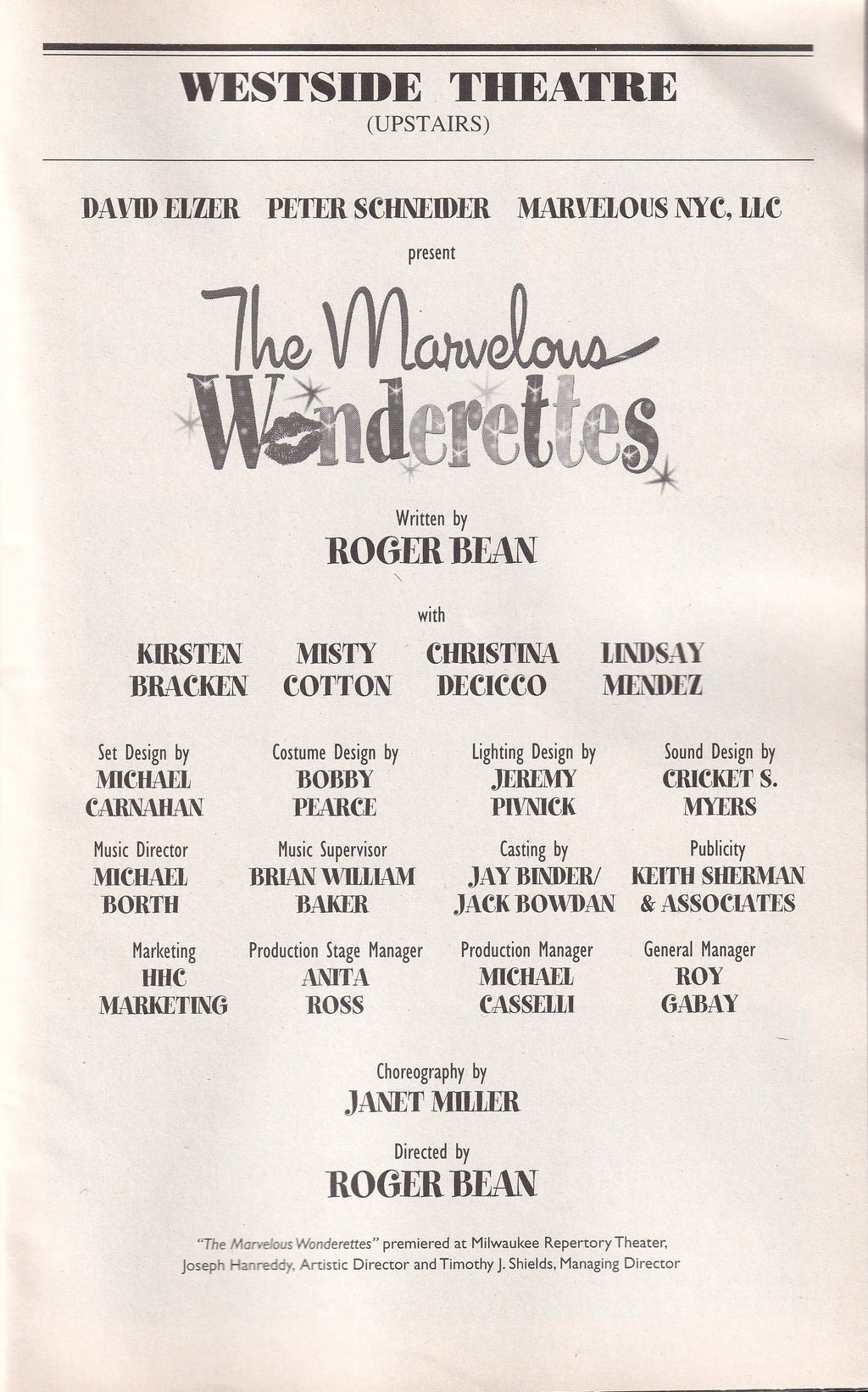 The Marvelous Wonderettes Playbill | Westside Theatre (2008)